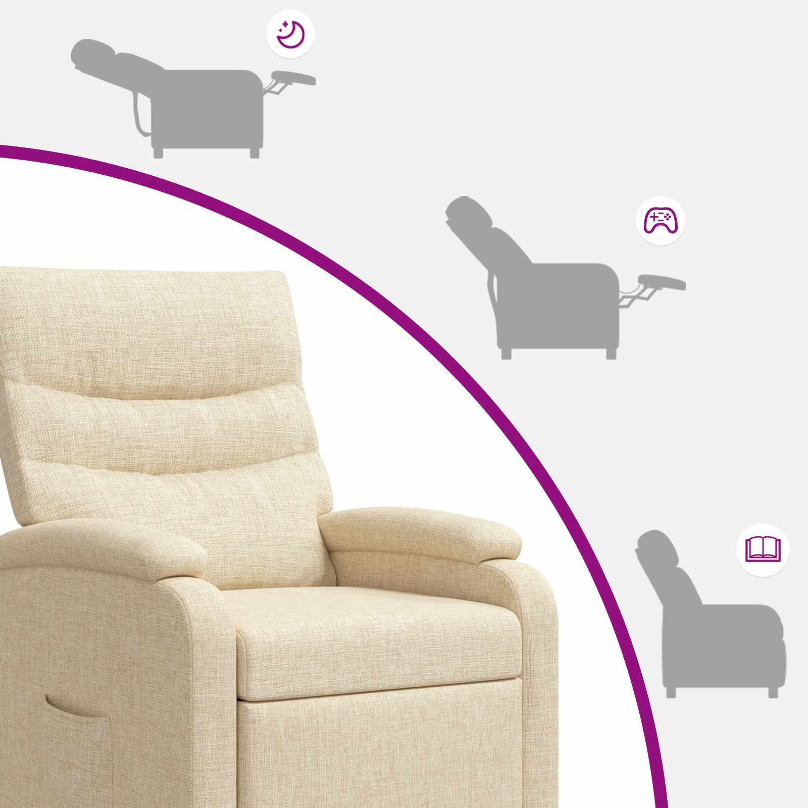 Relaxfauteuil Crèmekleurig Stof