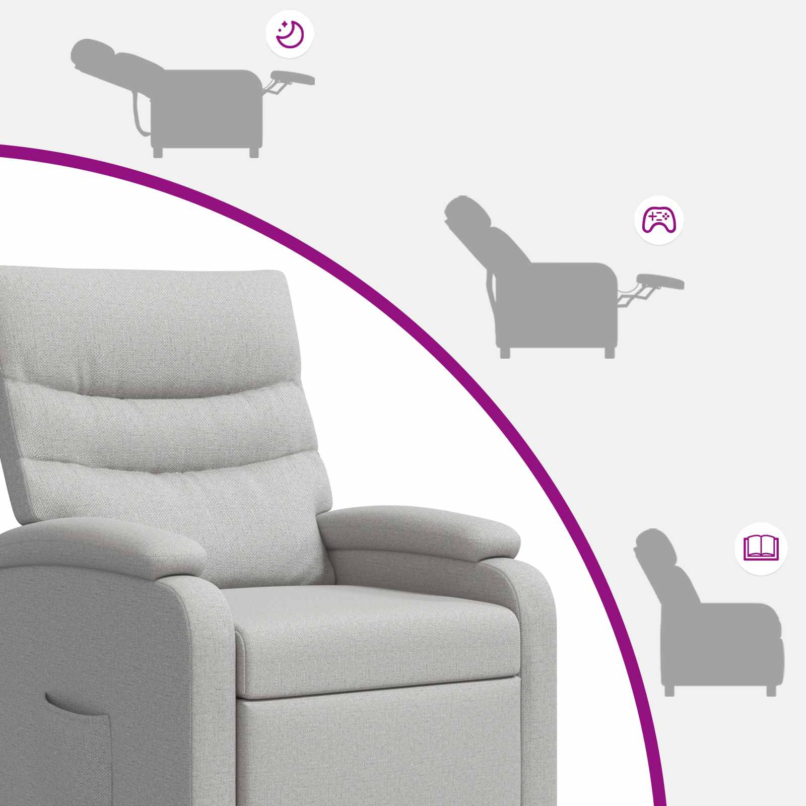 Relaxfauteuil Wolkengrijs Stof Wolkengrijze stof
