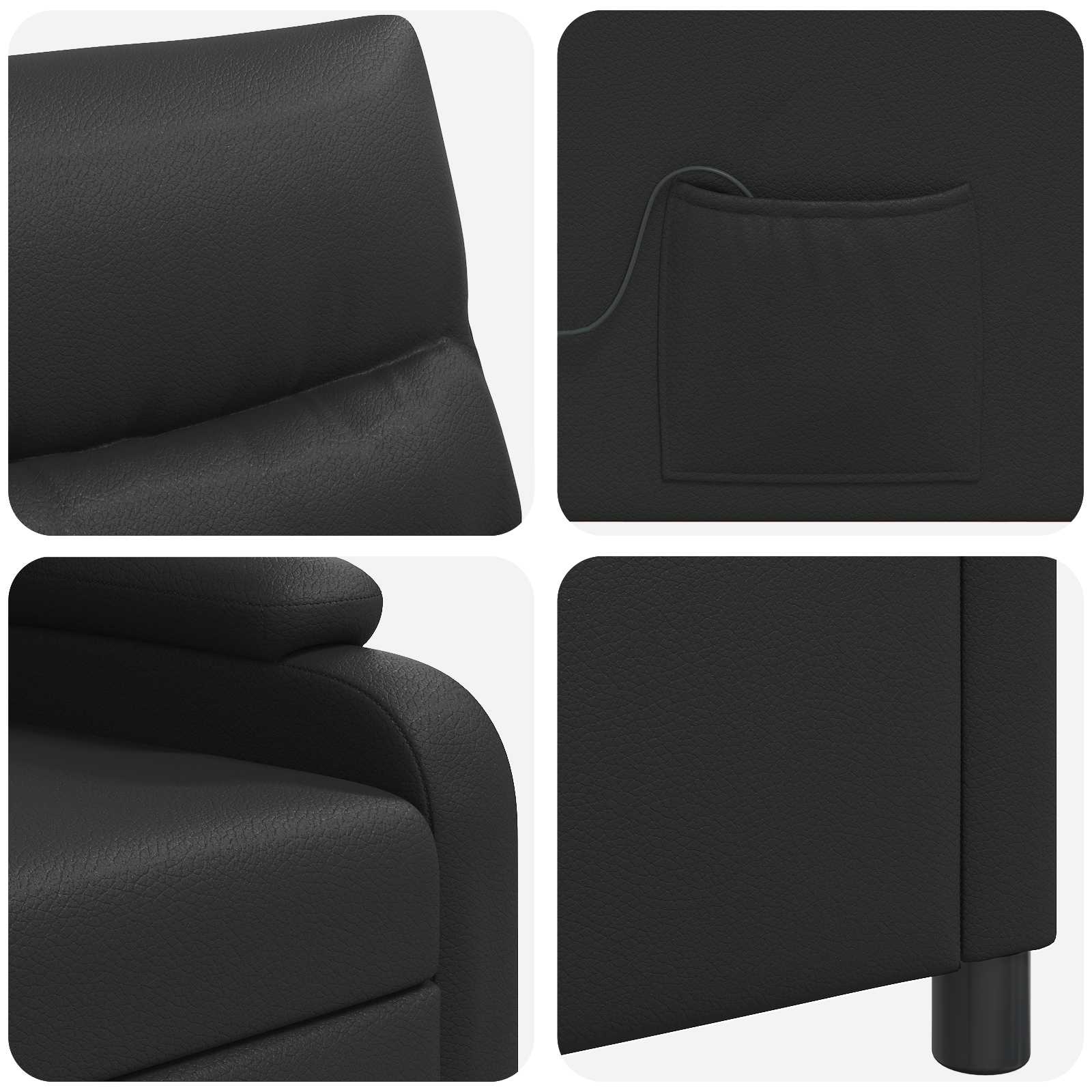Massage Recliner Zwart Kunstleer