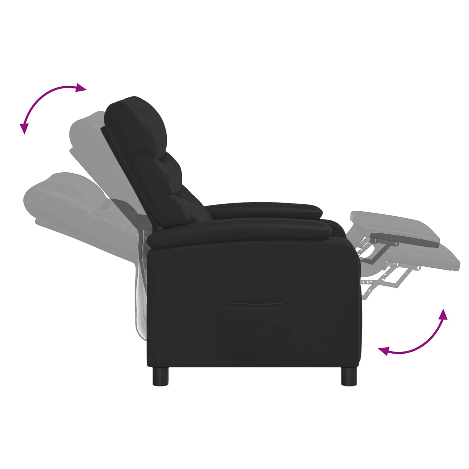 Massage Recliner Zwart Kunstleer
