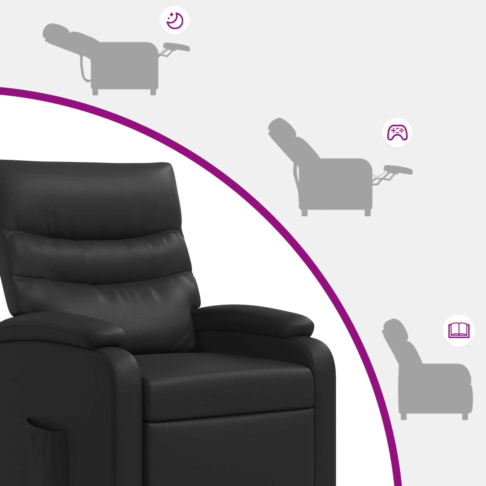 Massage Recliner Zwart Kunstleer