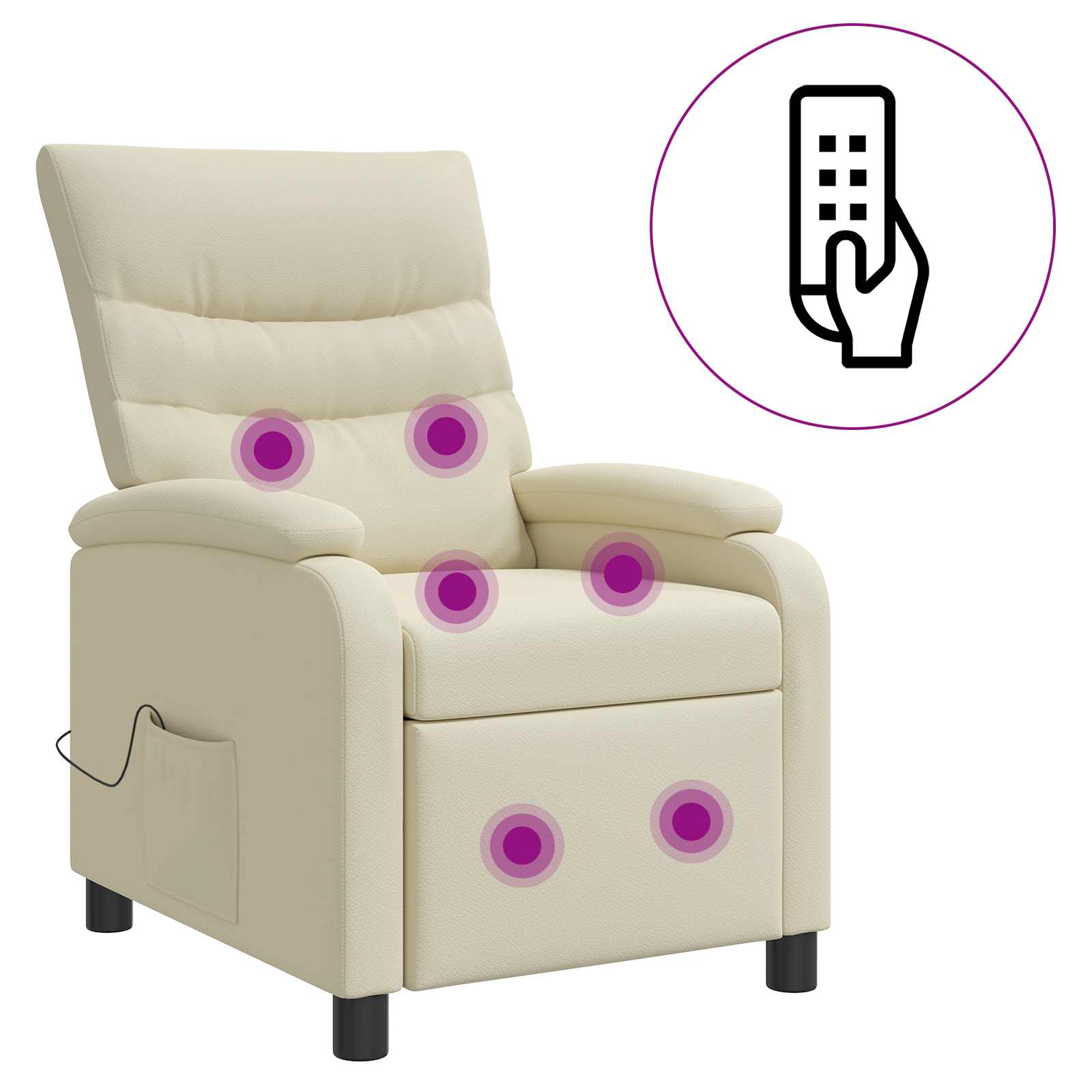 Massage Recliner Crèmekleurig Kunstleer