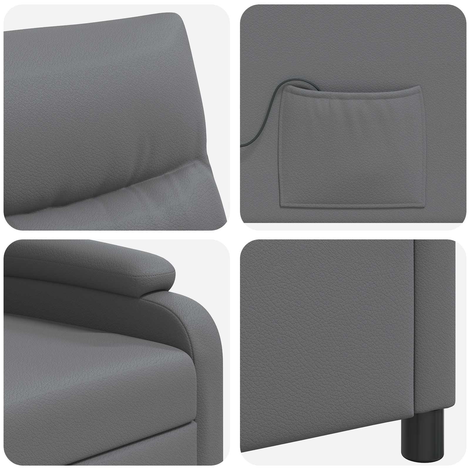 Massage Recliner Grijs Kunstleer