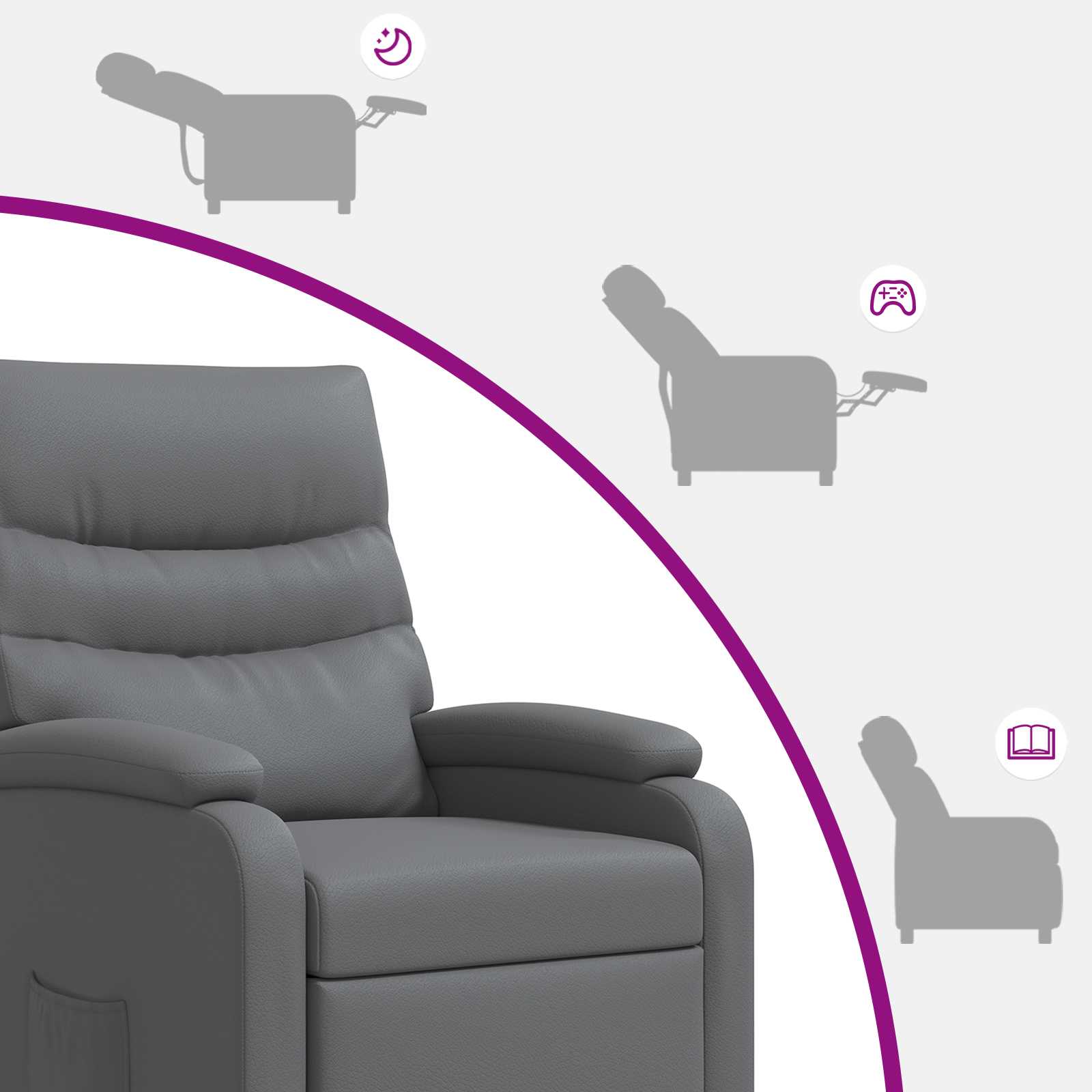 Massage Recliner Grijs Kunstleer