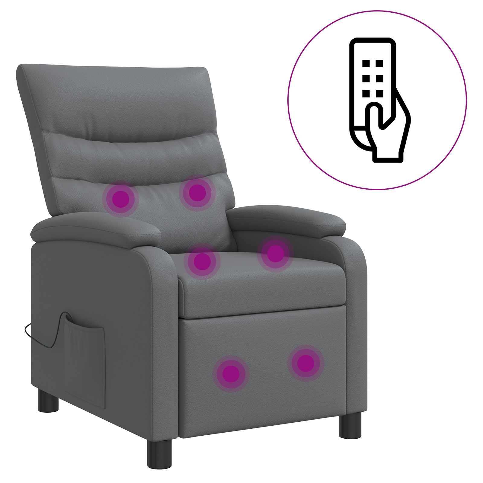 Massage Recliner Grijs Kunstleer