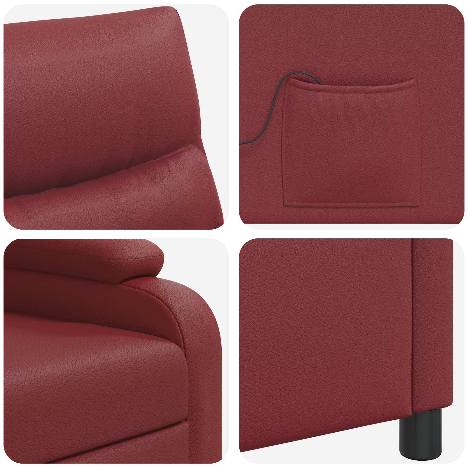 Massage Recliner Wijnrood Kunstleer