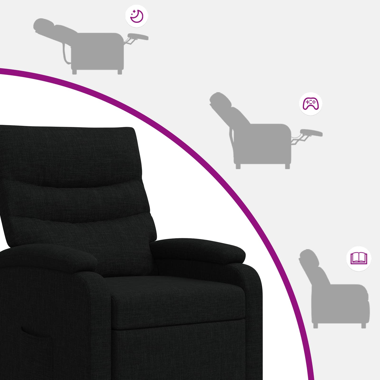 Massage Recliner Zwart Stof