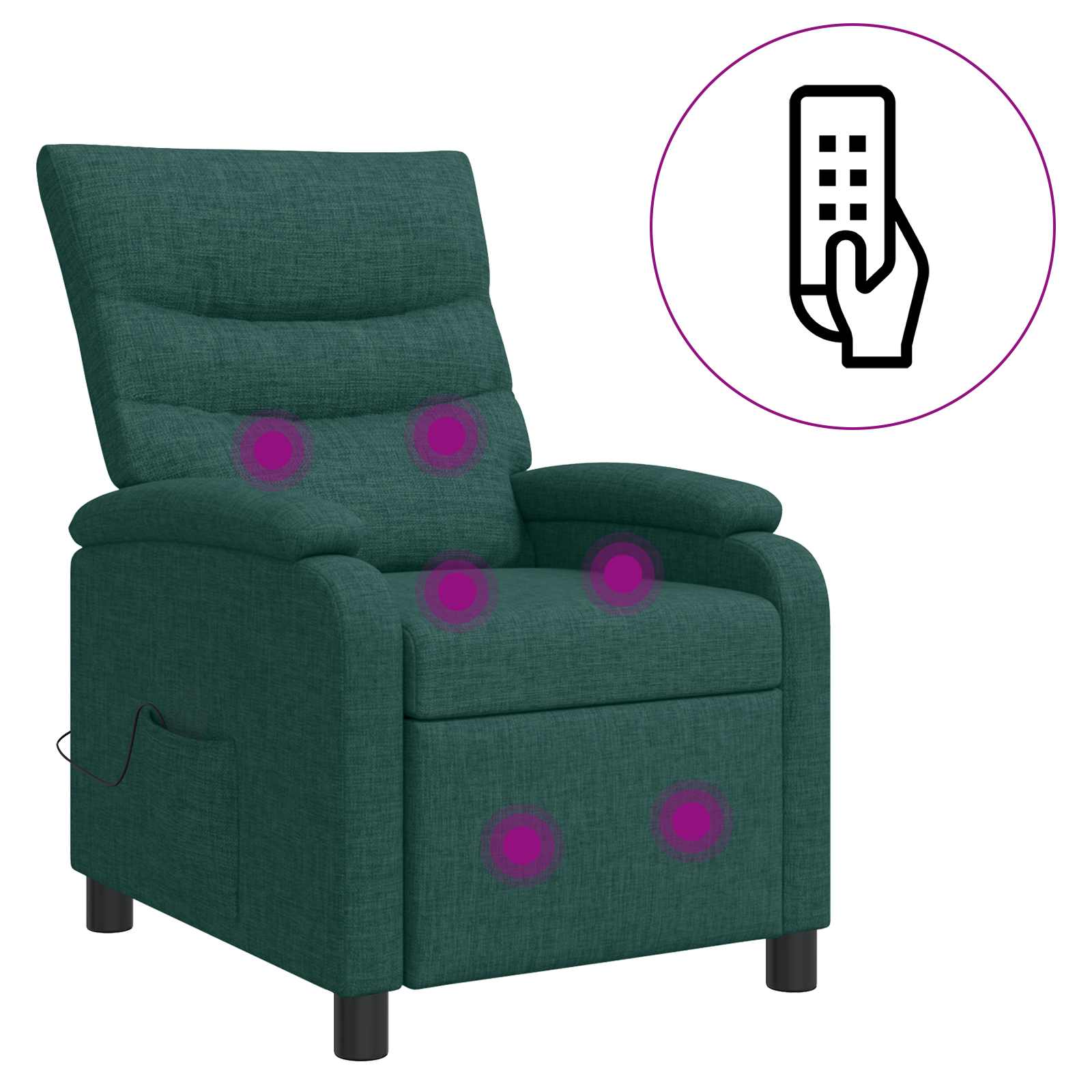 Massage Recliner Donkergroen Stof