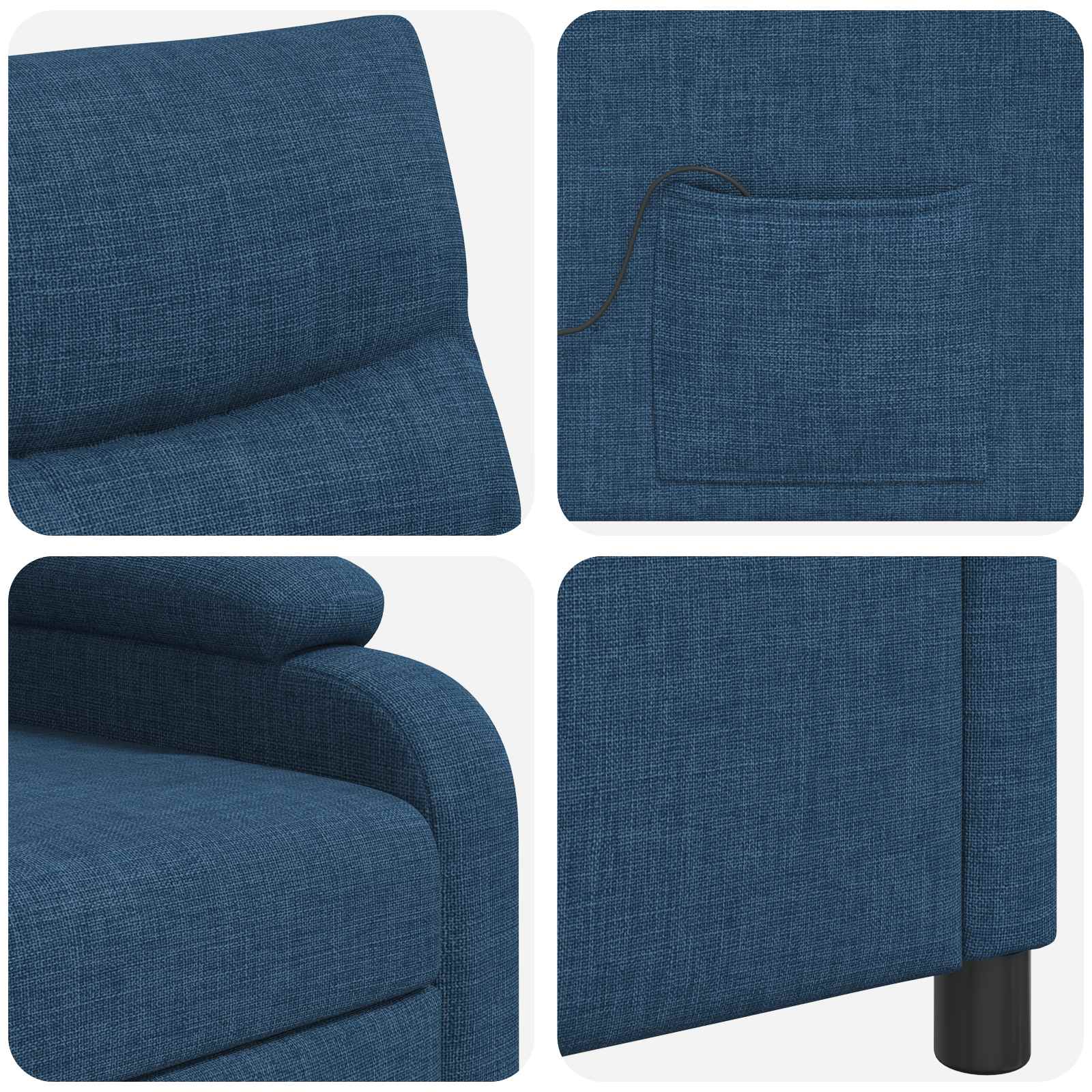 Massage Recliner Blauw Stof