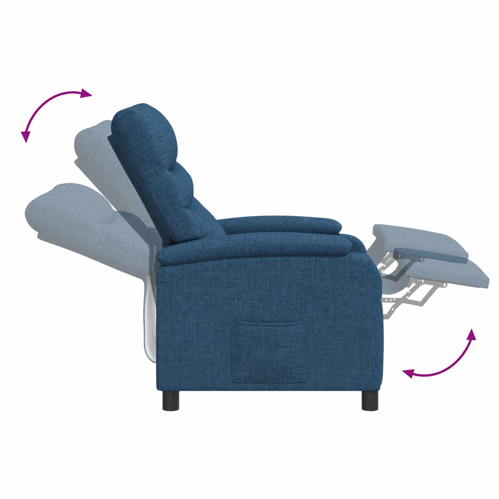 Massage Recliner Blauw Stof
