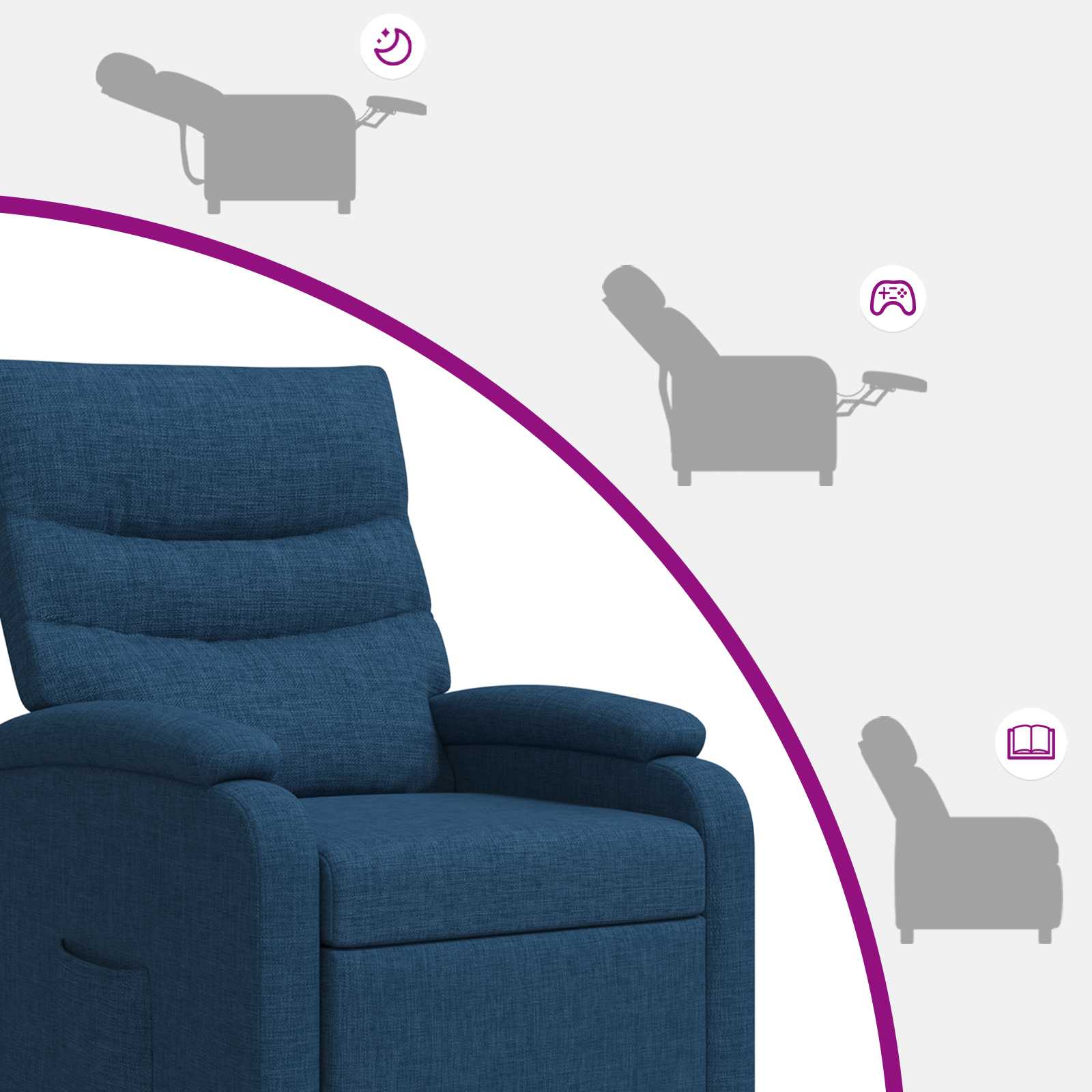 Massage Recliner Blauw Stof