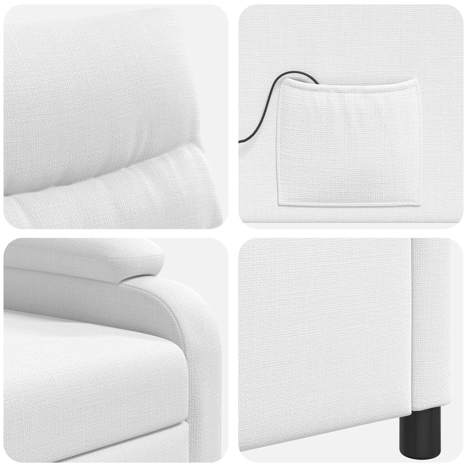Massage Recliner Wit Stof