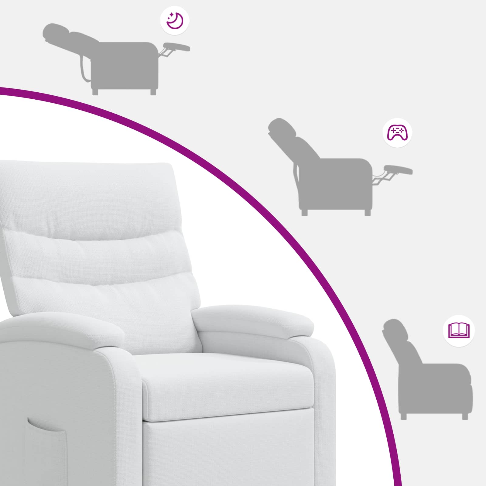 Massage Recliner Wit Stof