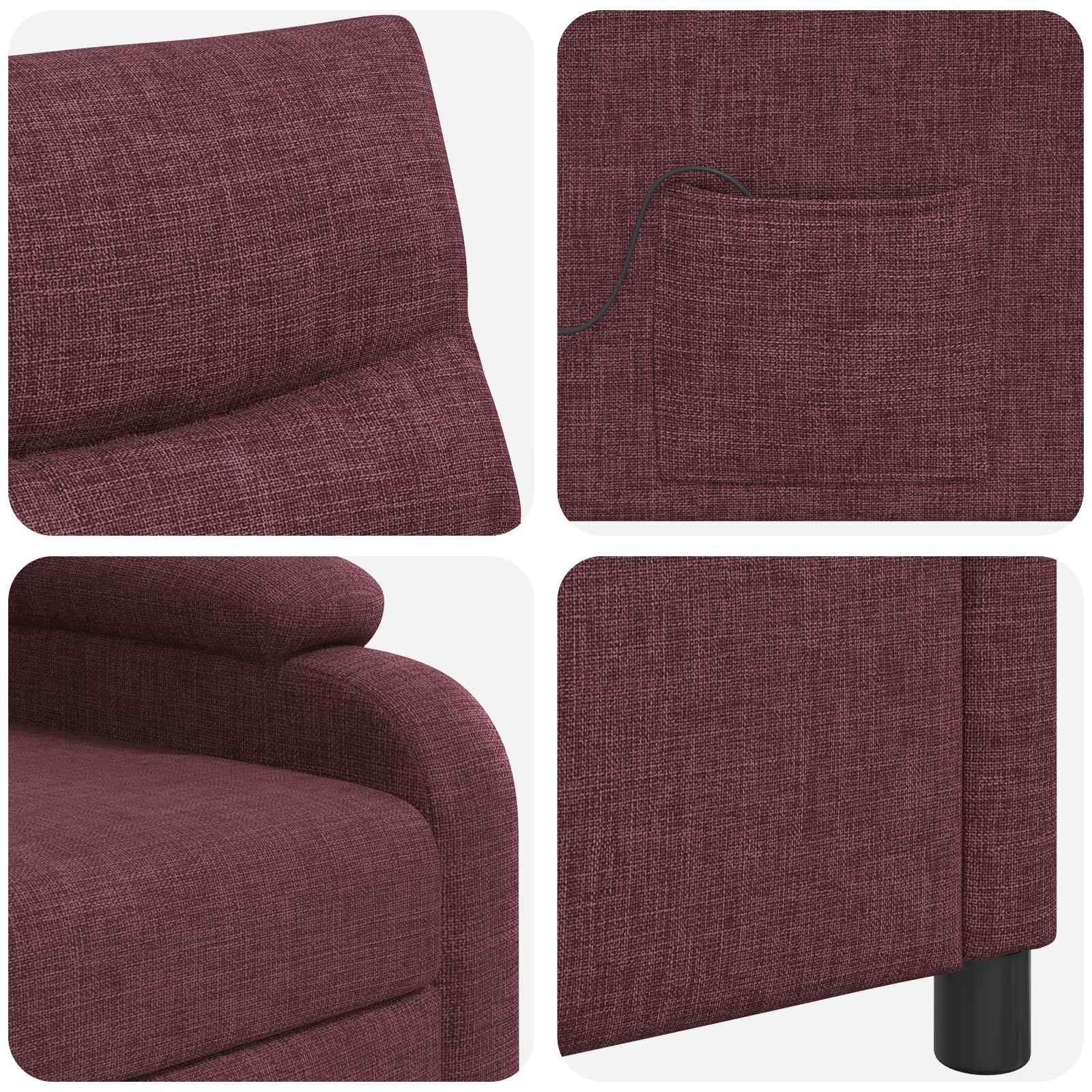 Massage Recliner Paars Stof