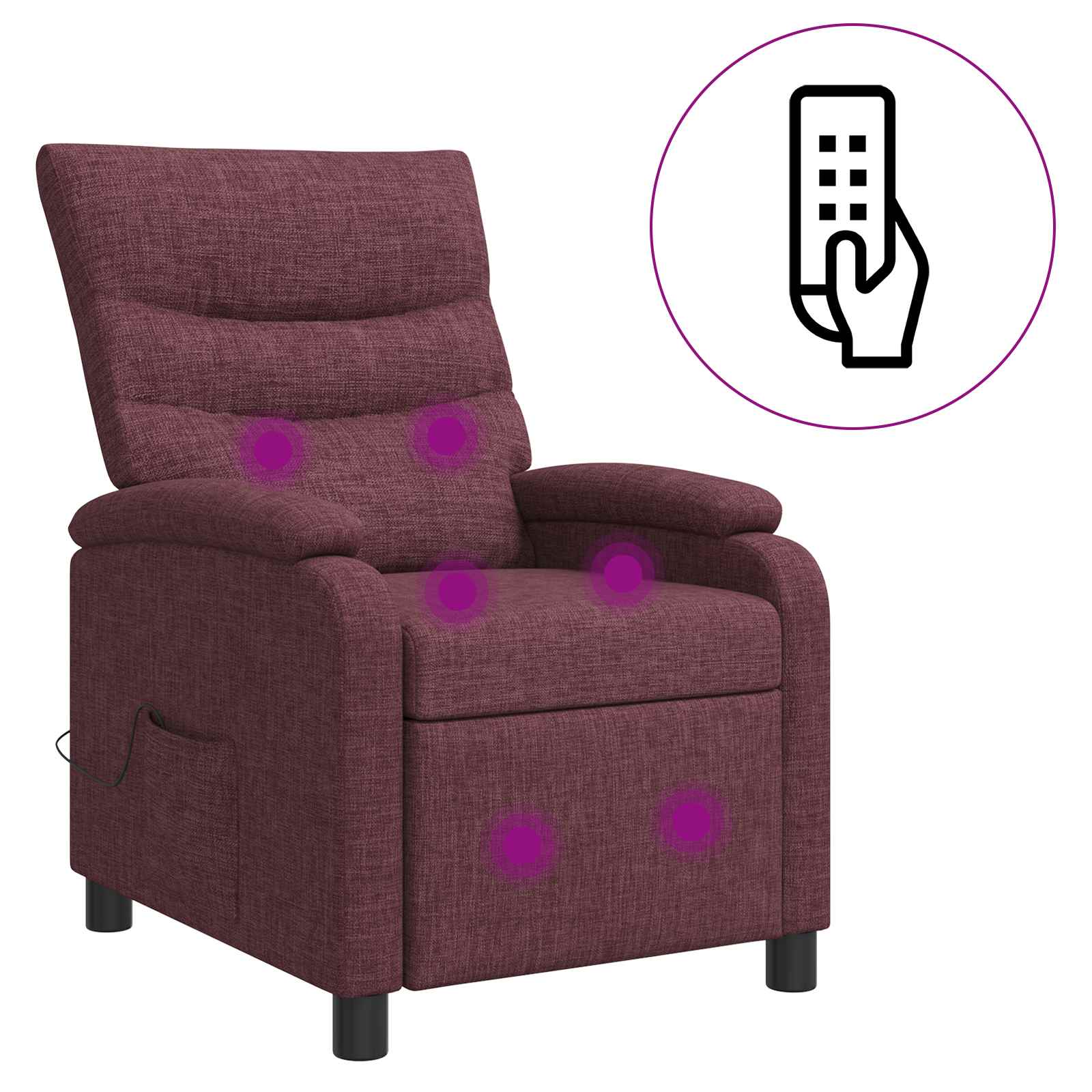 Massage Recliner Paars Stof