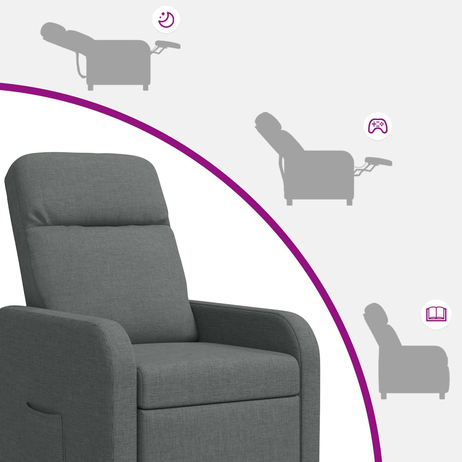 Relaxfauteuil Donkergrijs Stof