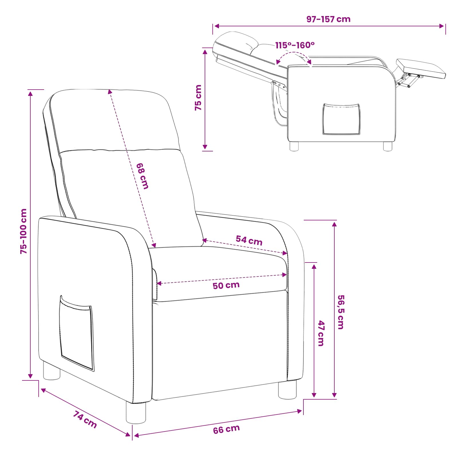 Relaxfauteuil Donkergrijs Stof