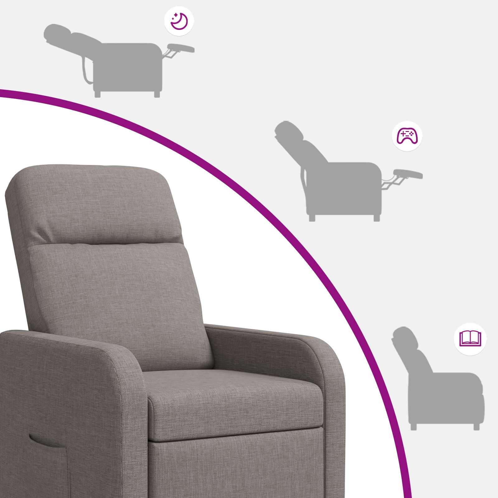 Relaxfauteuil Taupe Stof