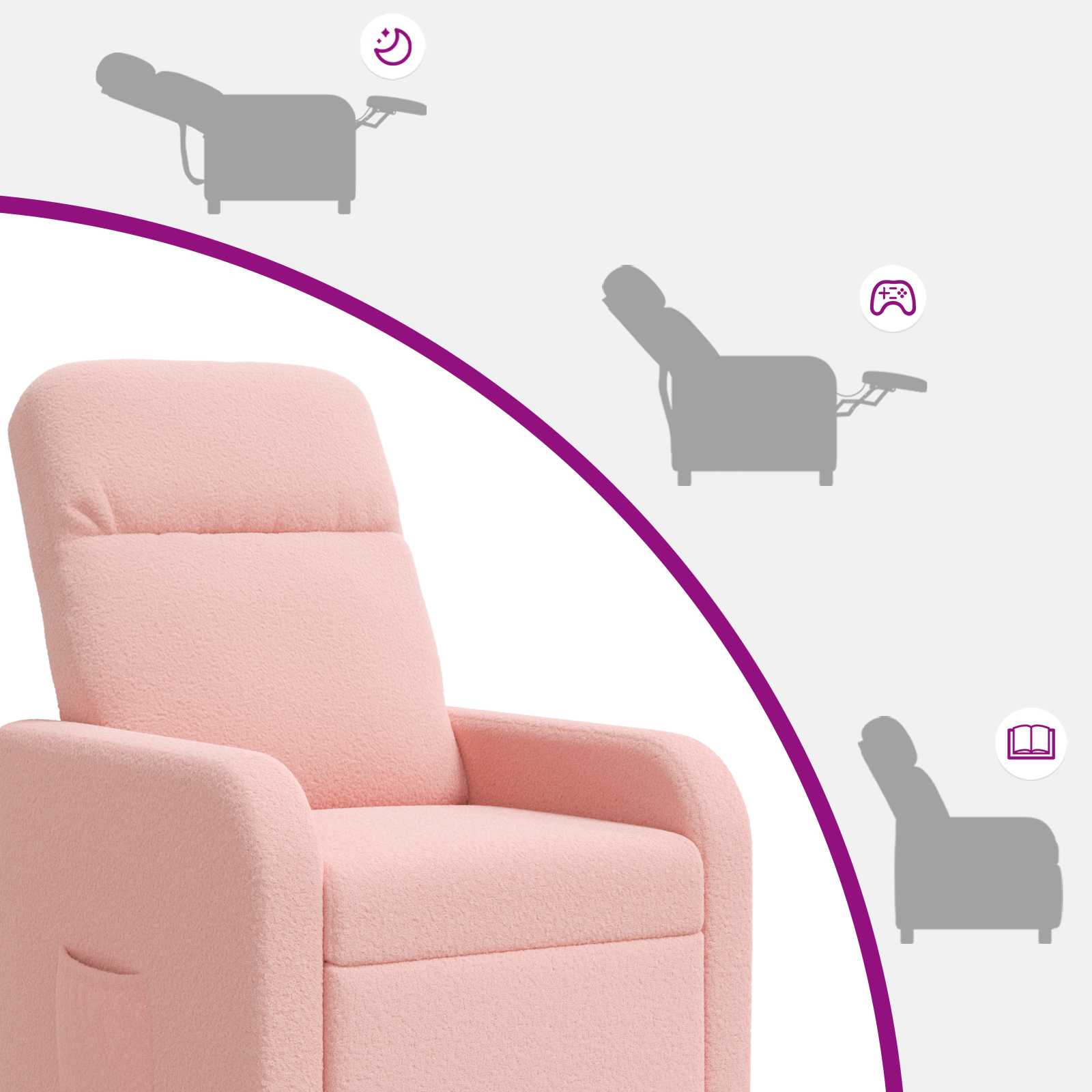 Relaxfauteuil Roze Bouclé