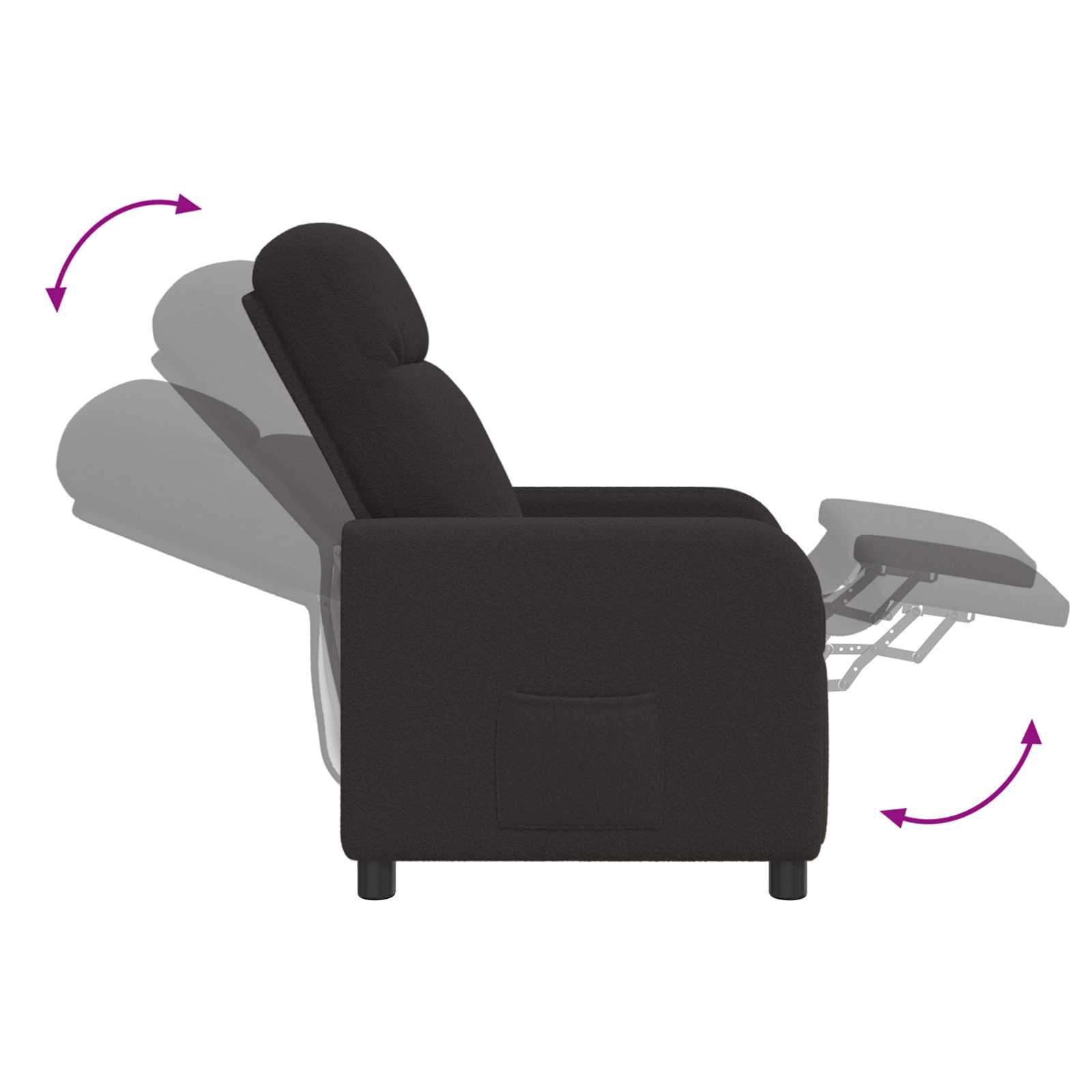 Relaxfauteuil Zwart Bouclé