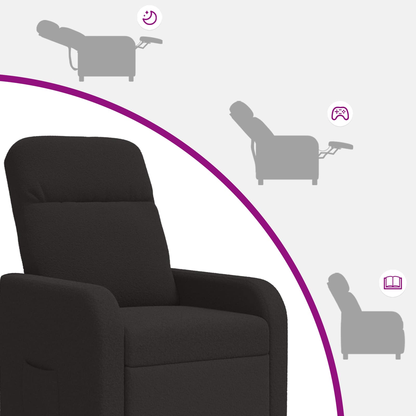 Relaxfauteuil Zwart Bouclé