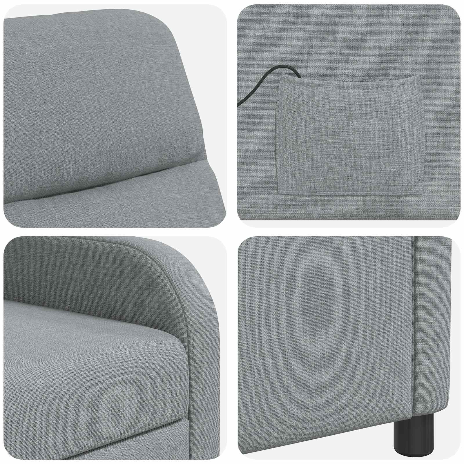 Massage Recliner Lichtgrijs Stof
