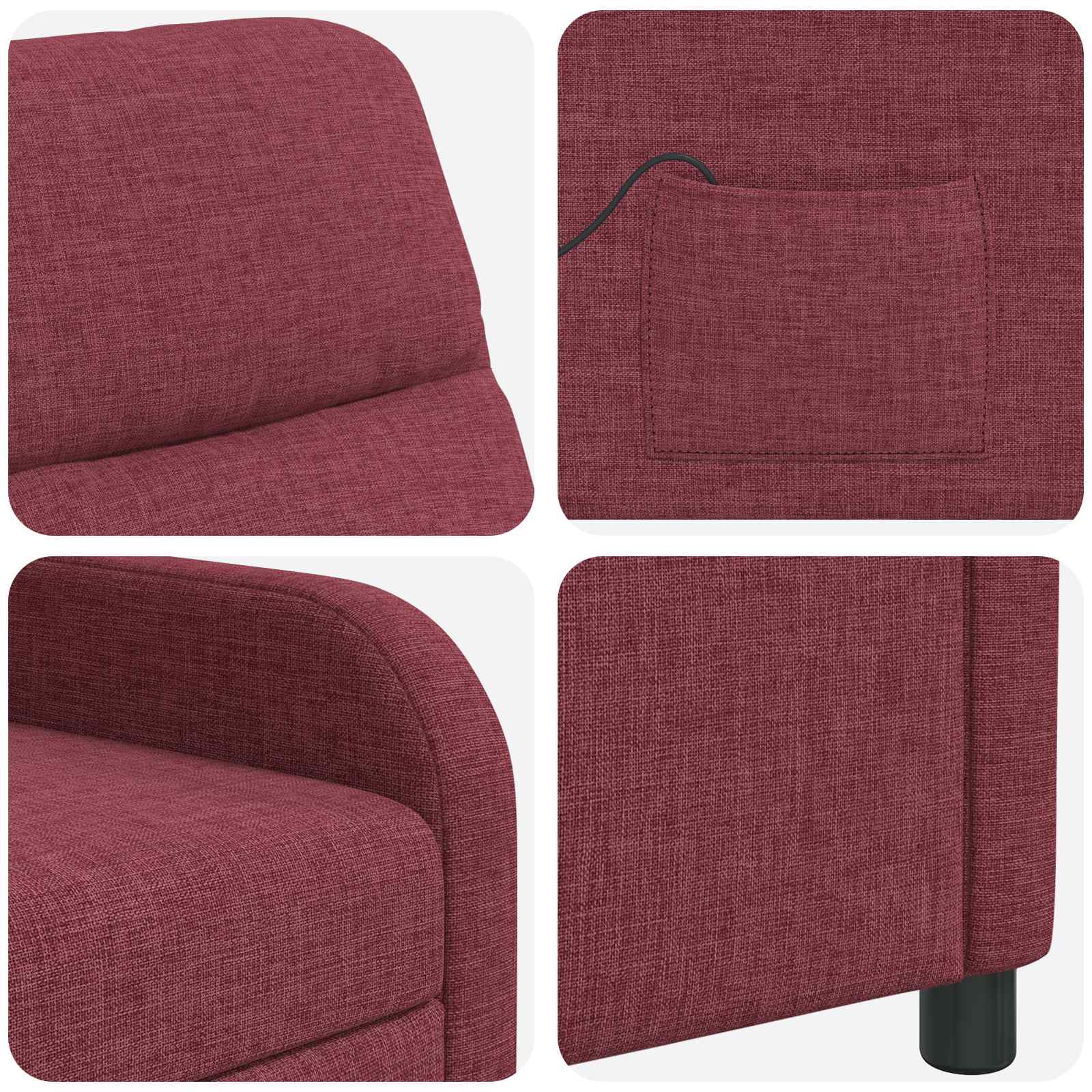 Massage Recliner Wijnrood Stof
