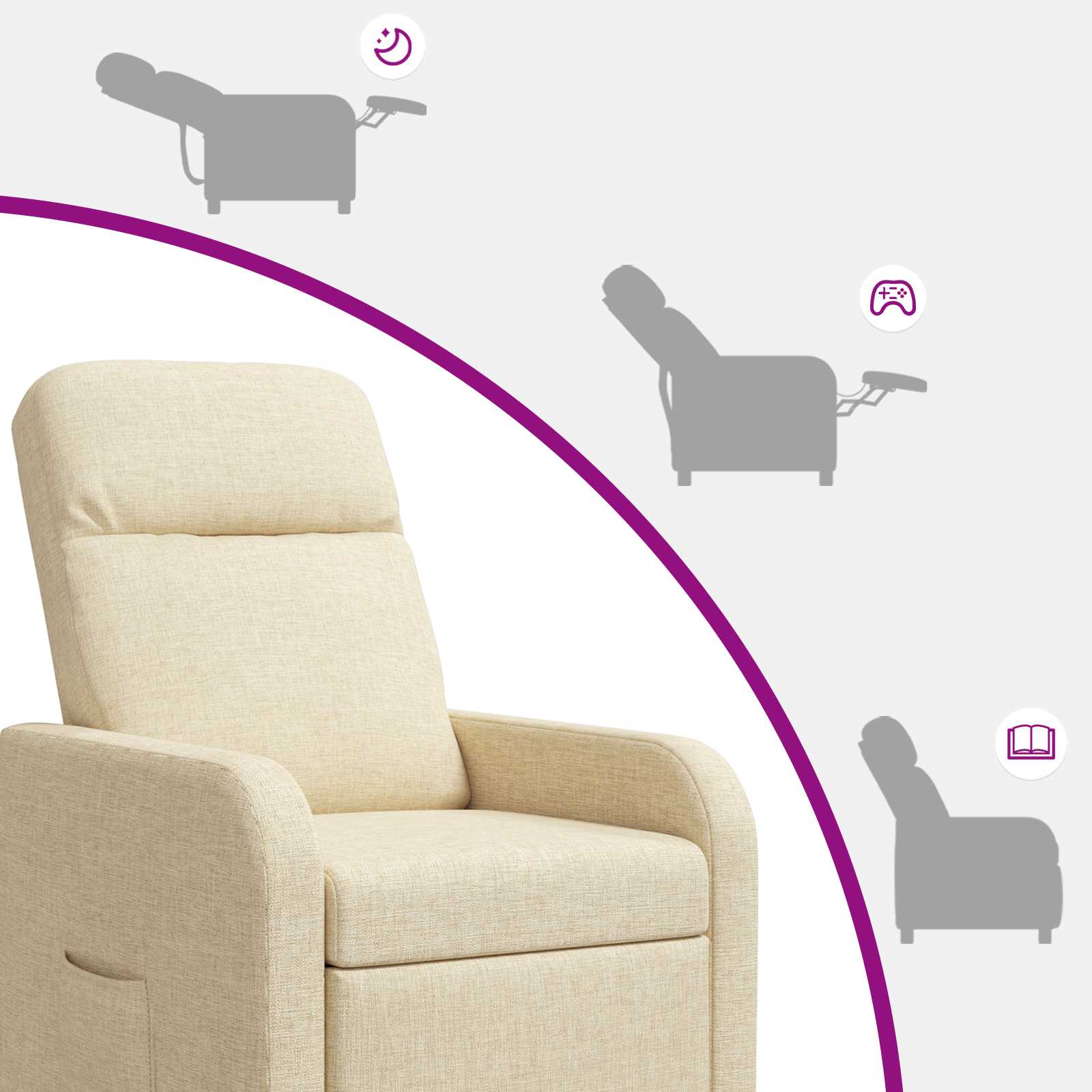 Massage Recliner Crèmekleurig Stof
