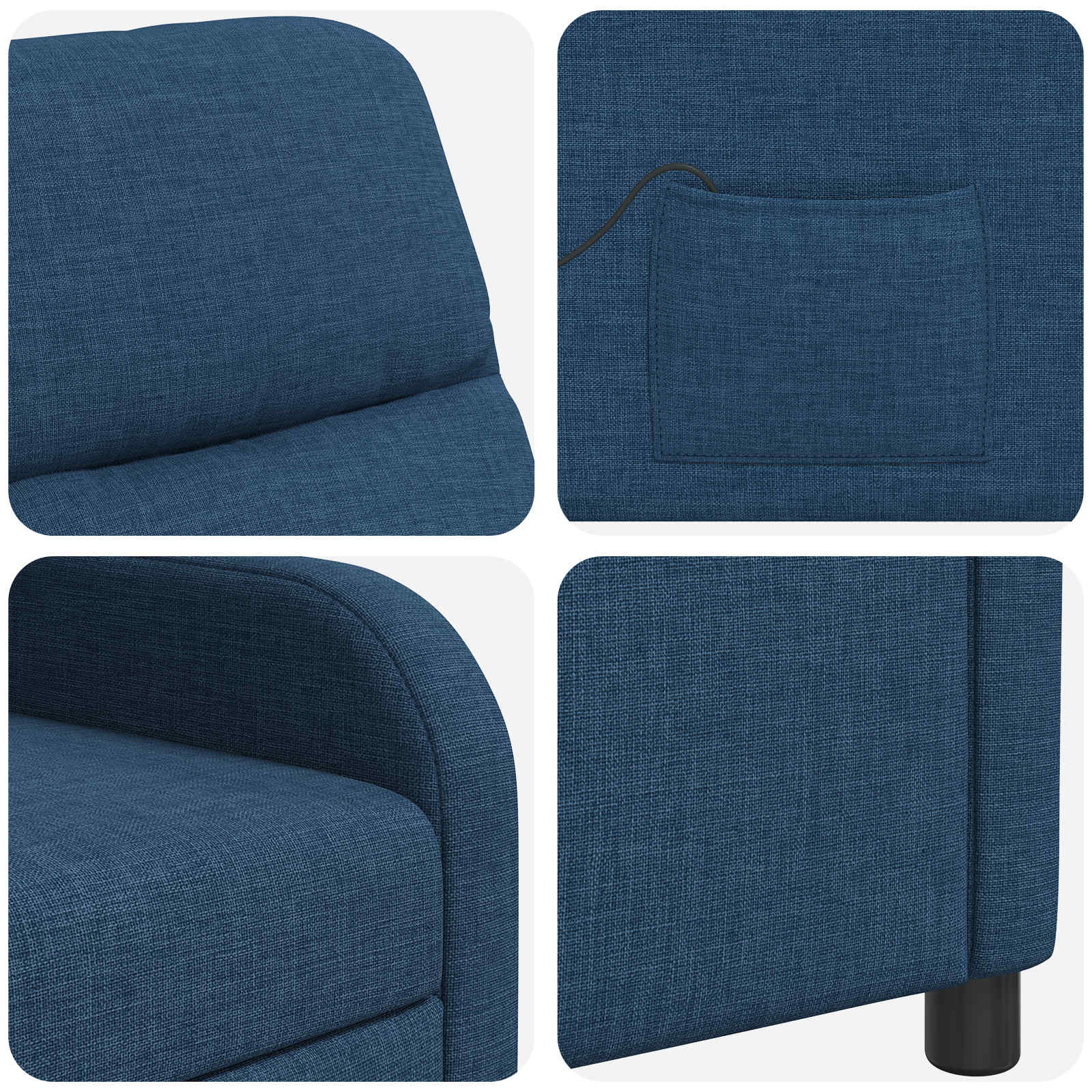 Massage Recliner Blauw Stof