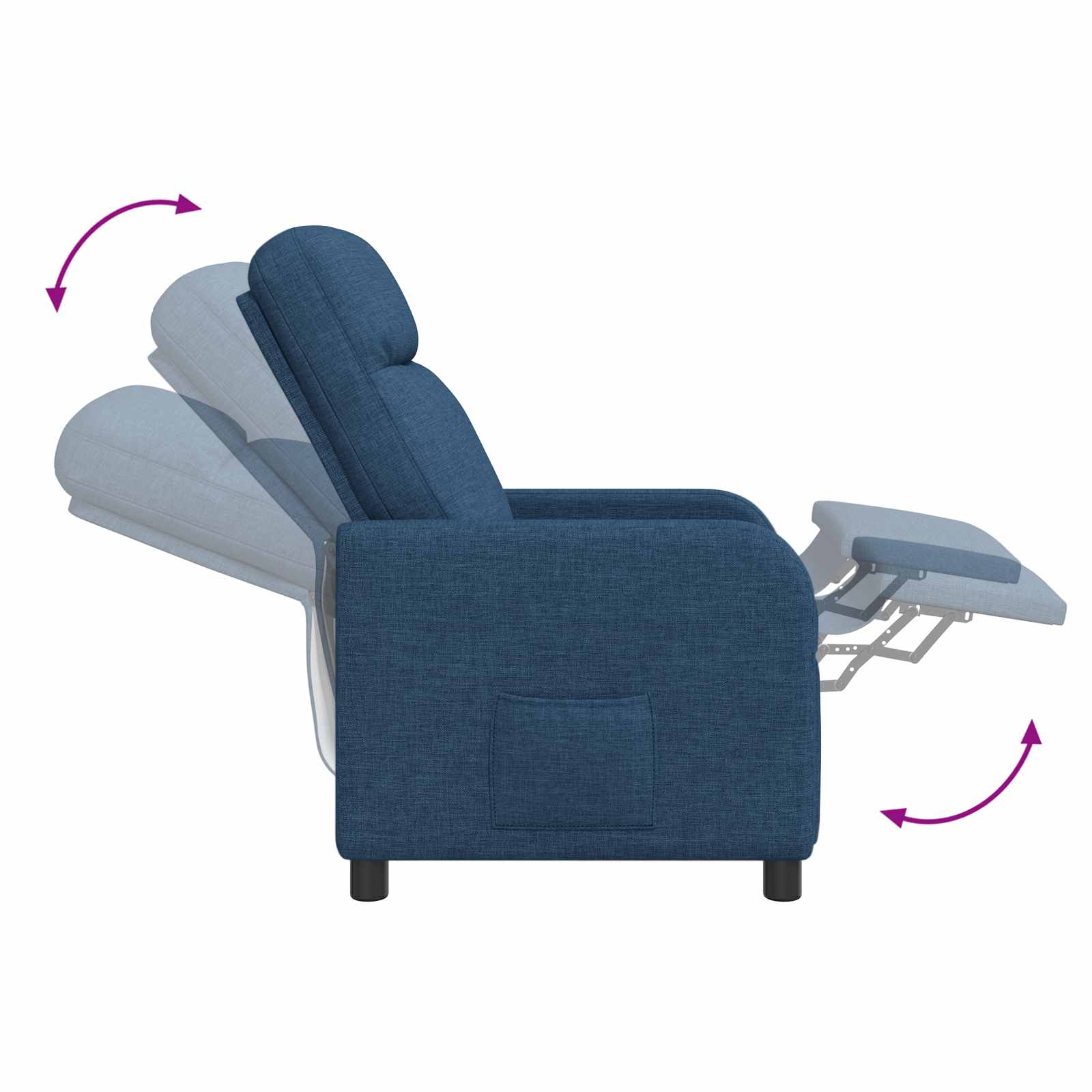 Massage Recliner Blauw Stof