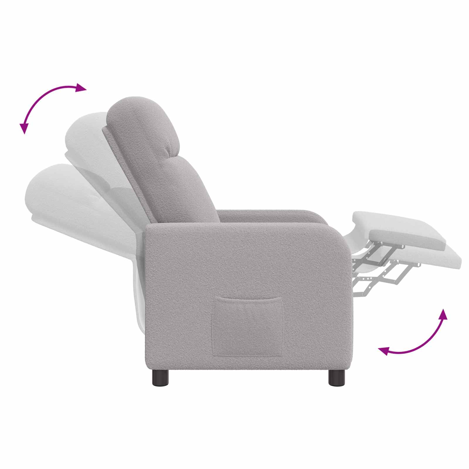 Massage Recliner Lichtgrijs Bouclé