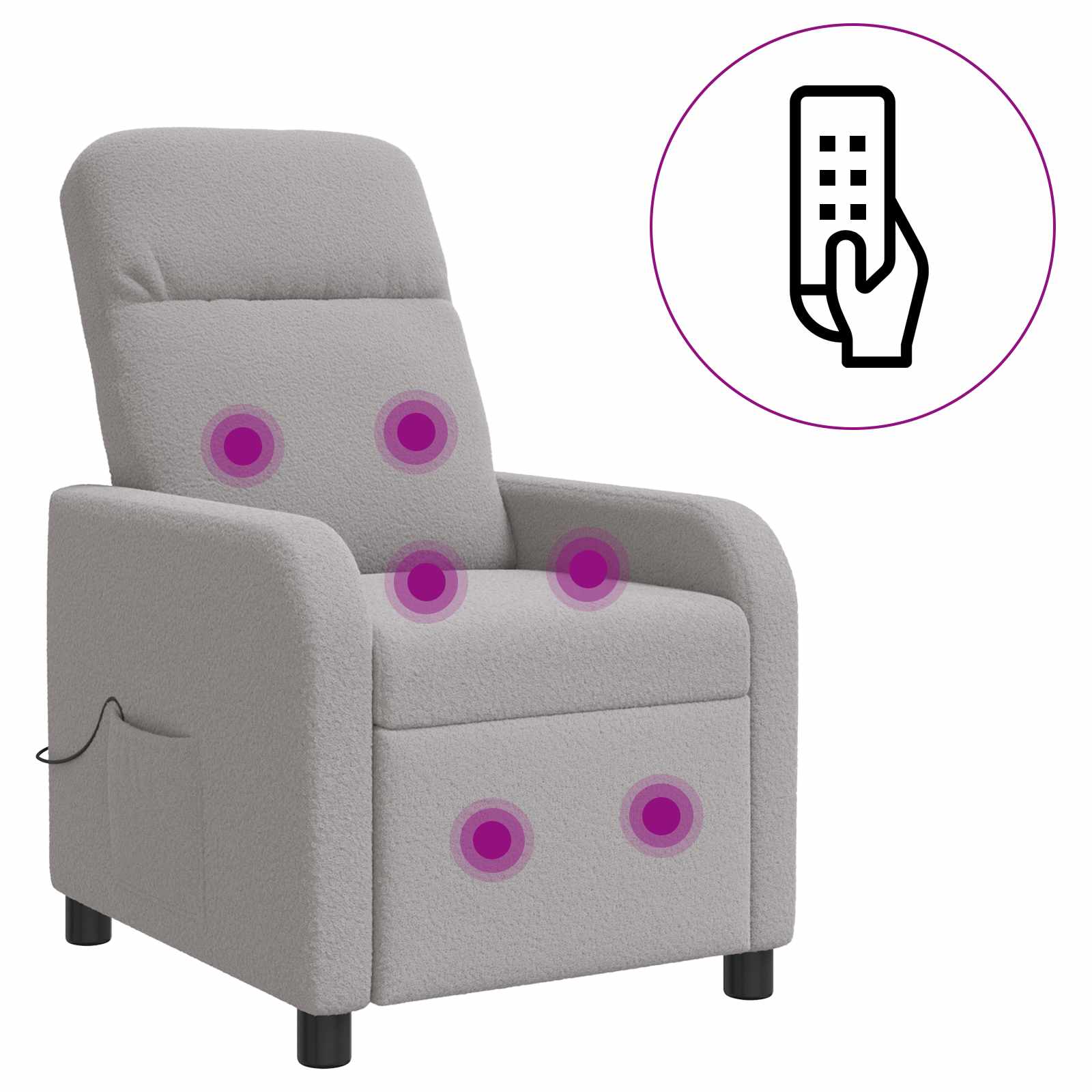 Massage Recliner Lichtgrijs Bouclé