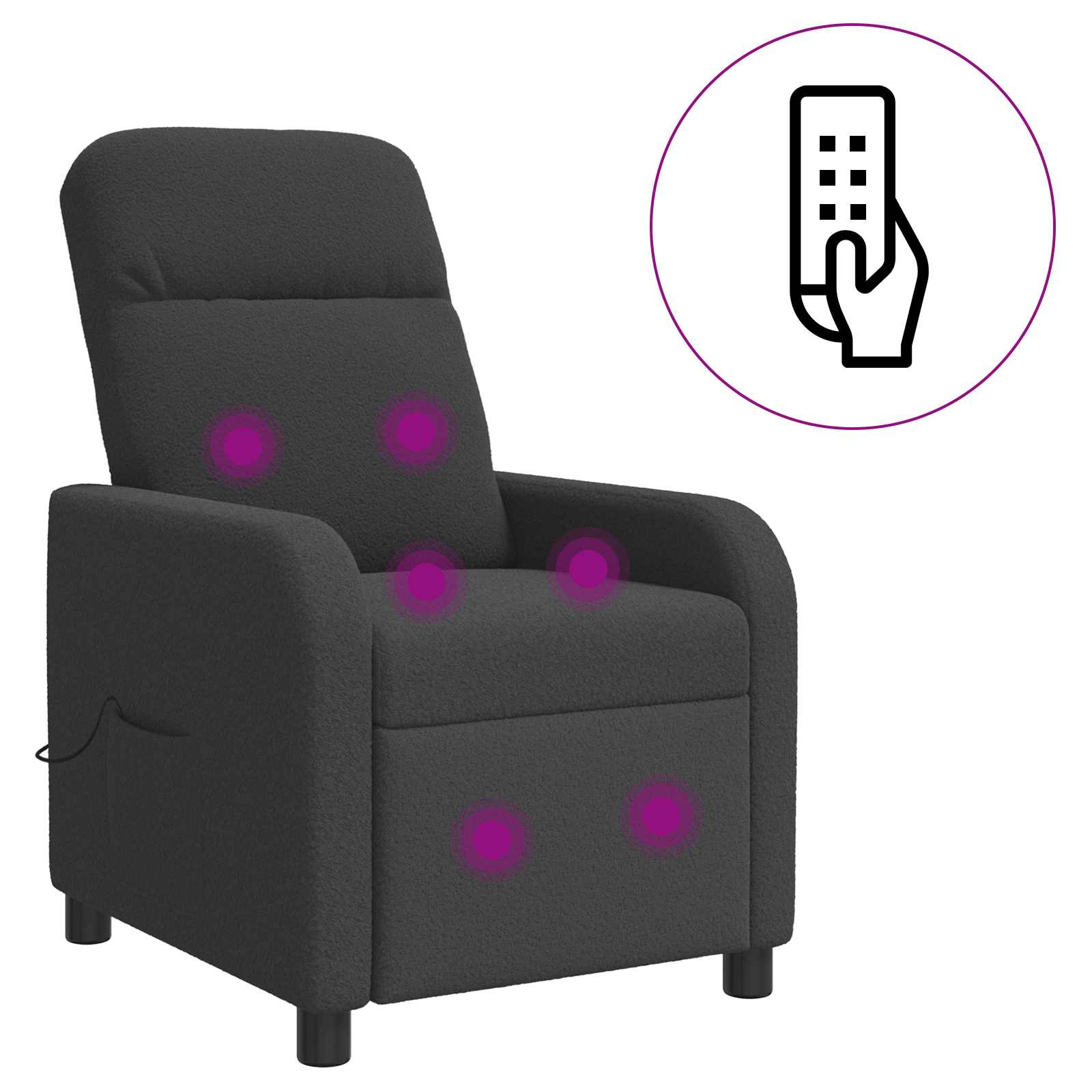 Massage Recliner Donkergrijs Bouclé
