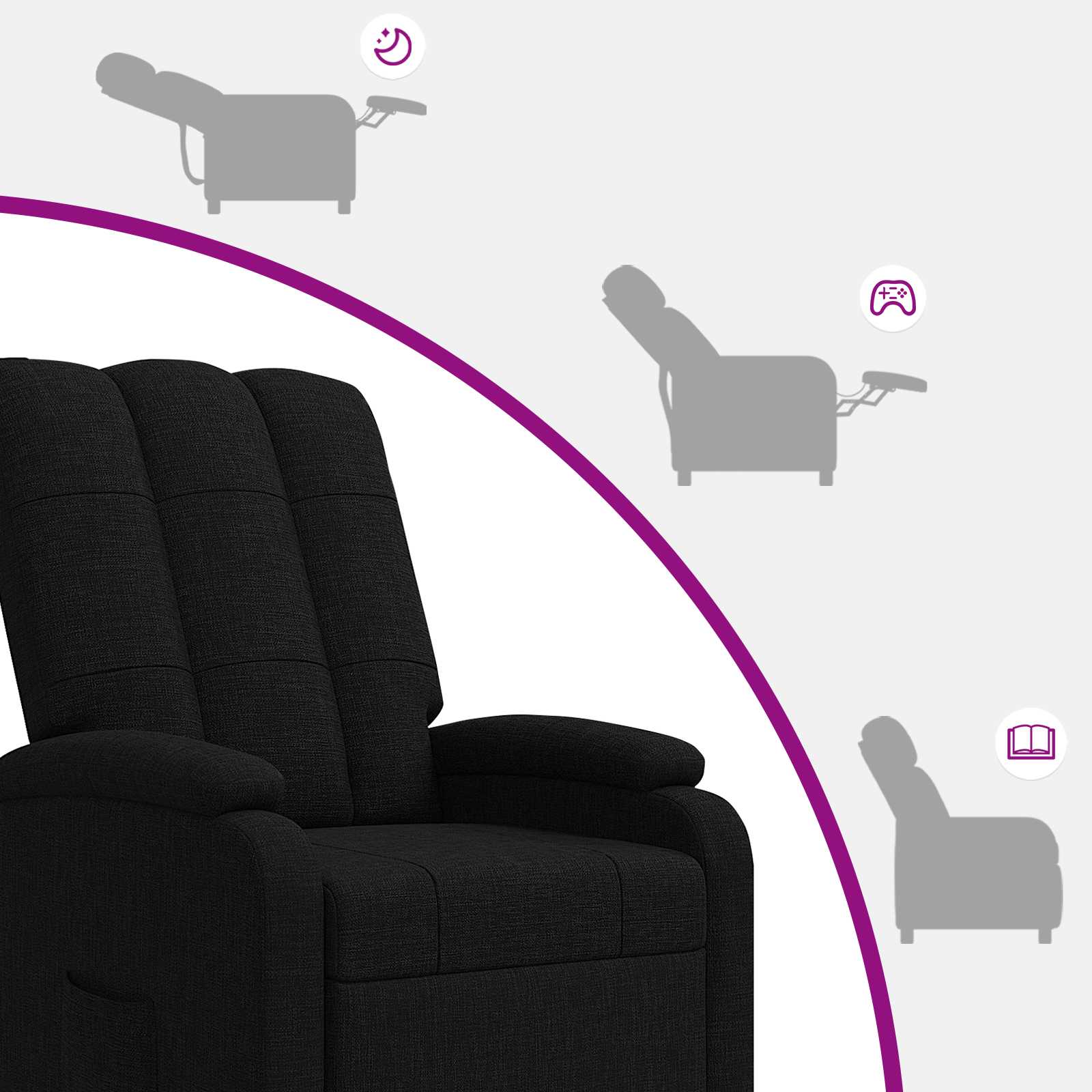 Relaxfauteuil Zwart Stof