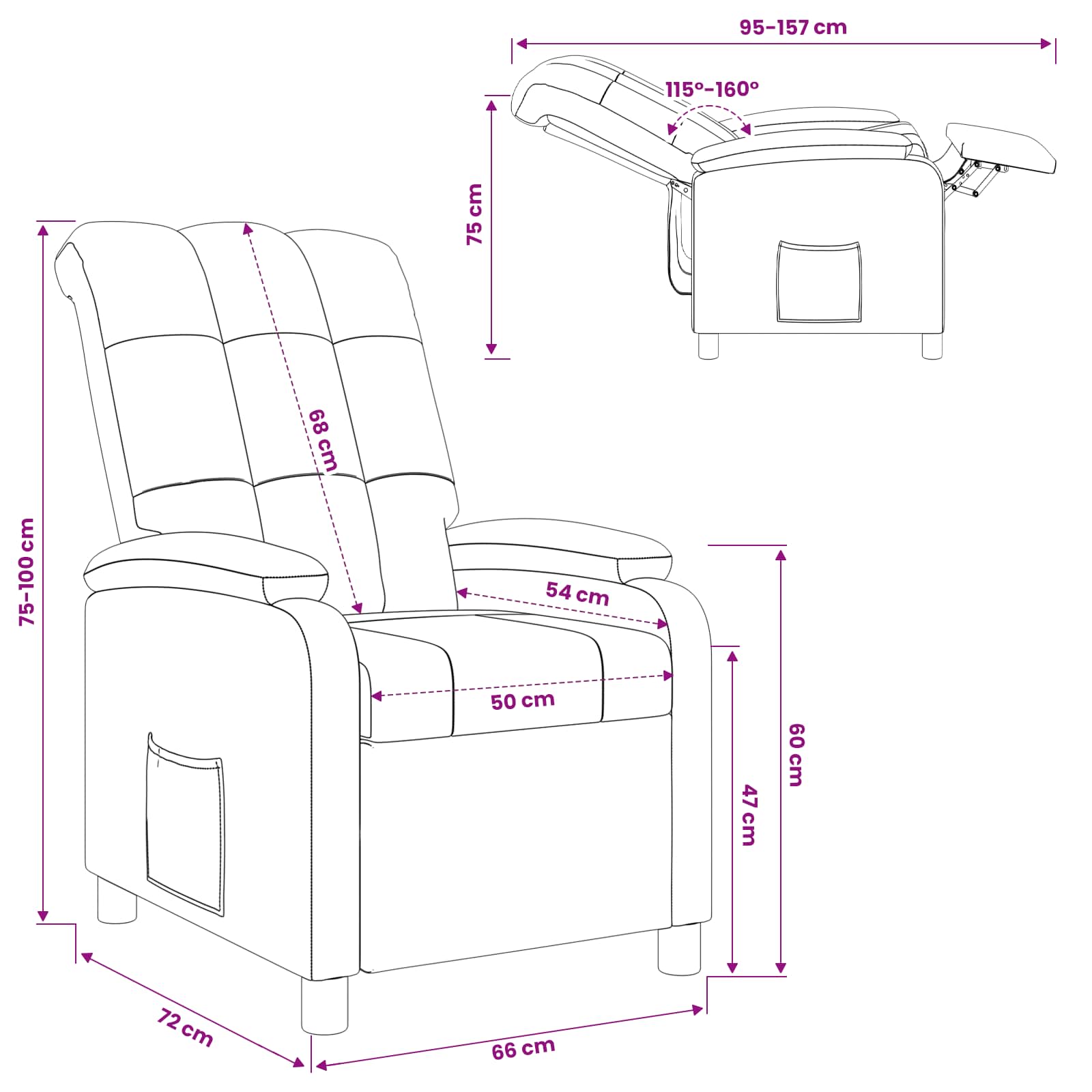 Relaxfauteuil Zwart Stof