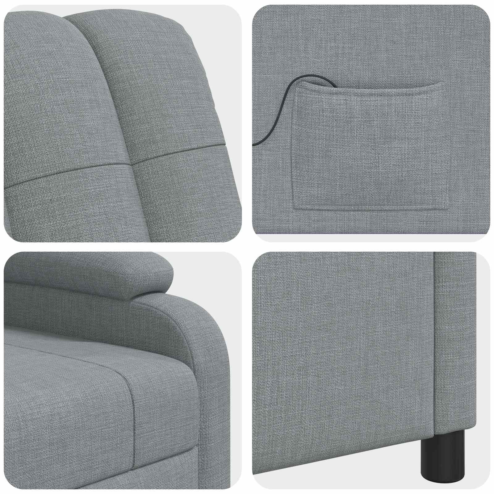 Massage Recliner Lichtgrijs Stof