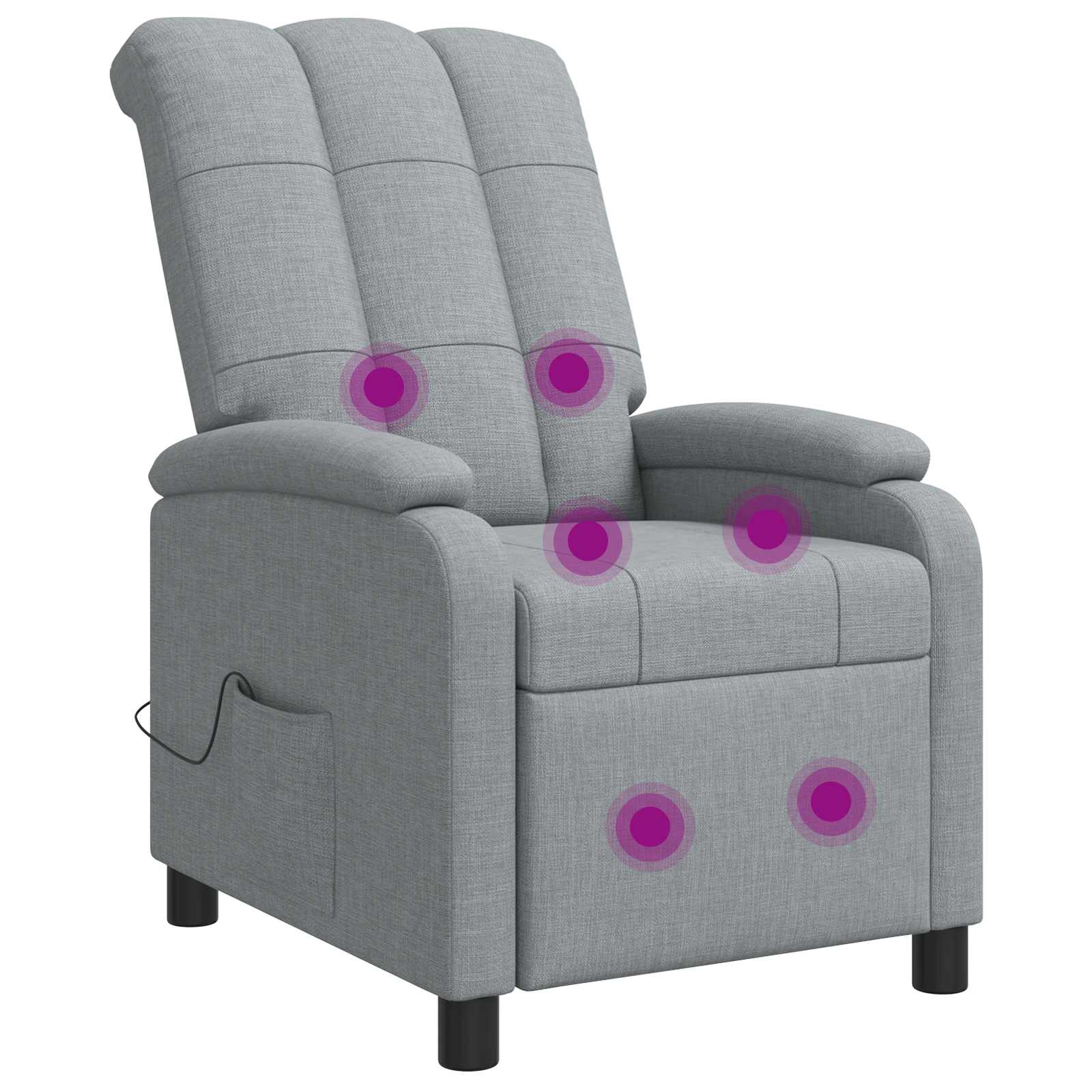 Massage Recliner Lichtgrijs Stof
