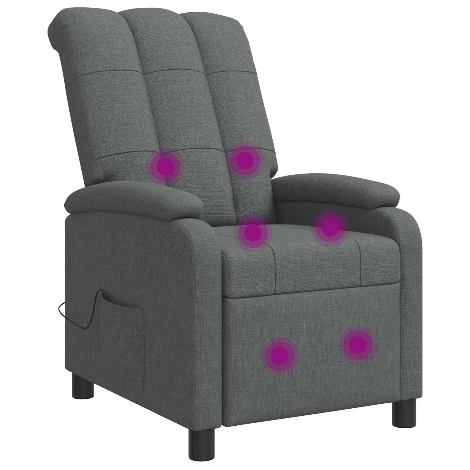 Massage Recliner Donkergrijs Stof