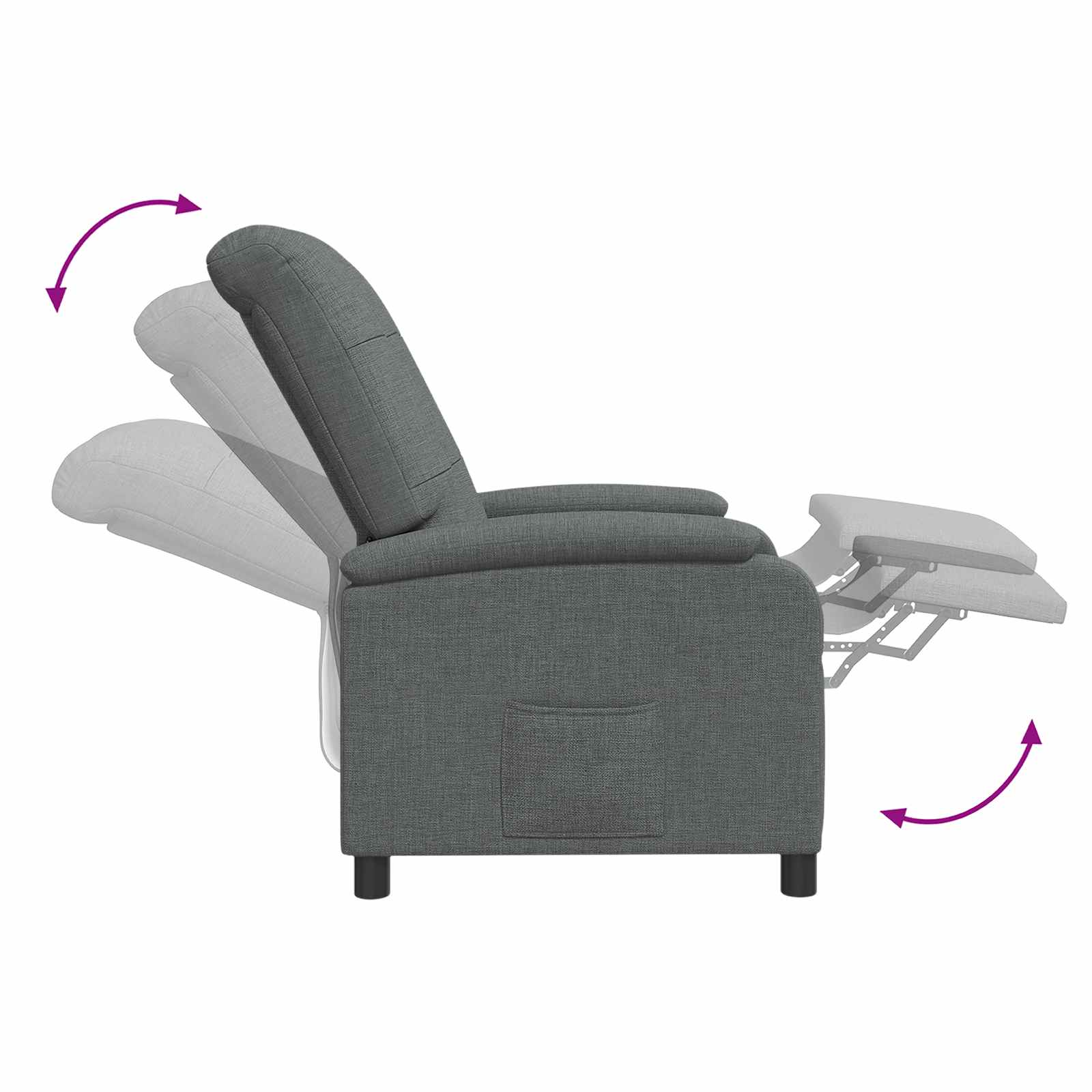 Massage Recliner Donkergrijs Stof