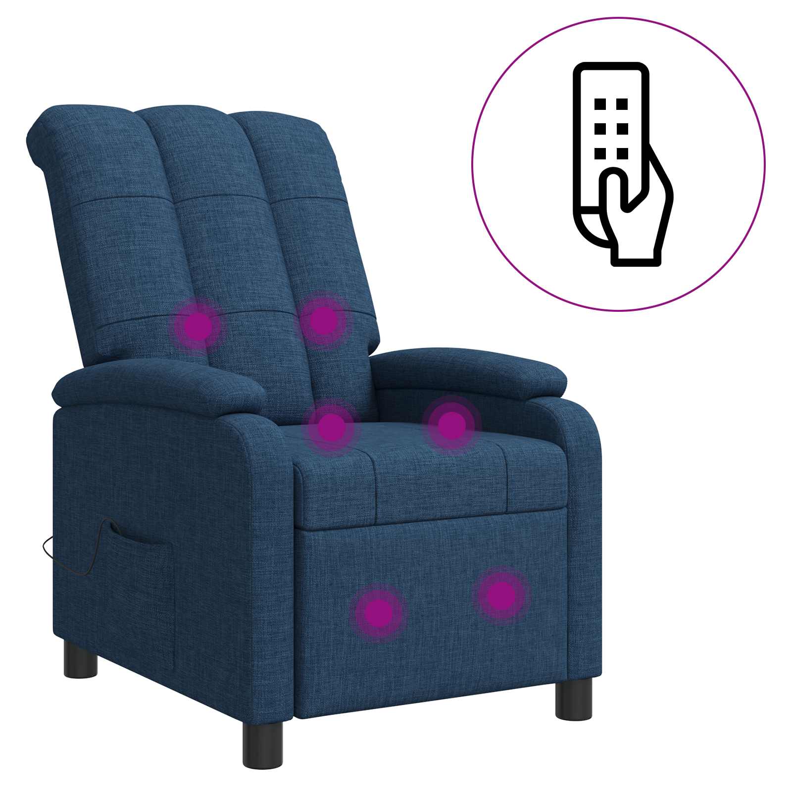 Massage Recliner Blauw Stof