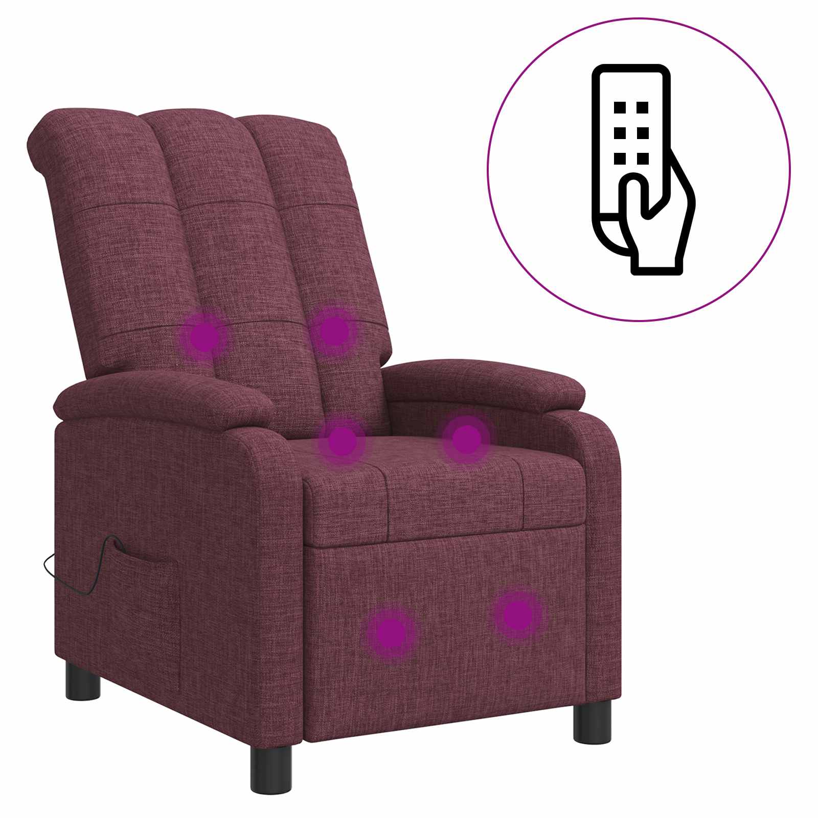 Massage Recliner Paars Stof