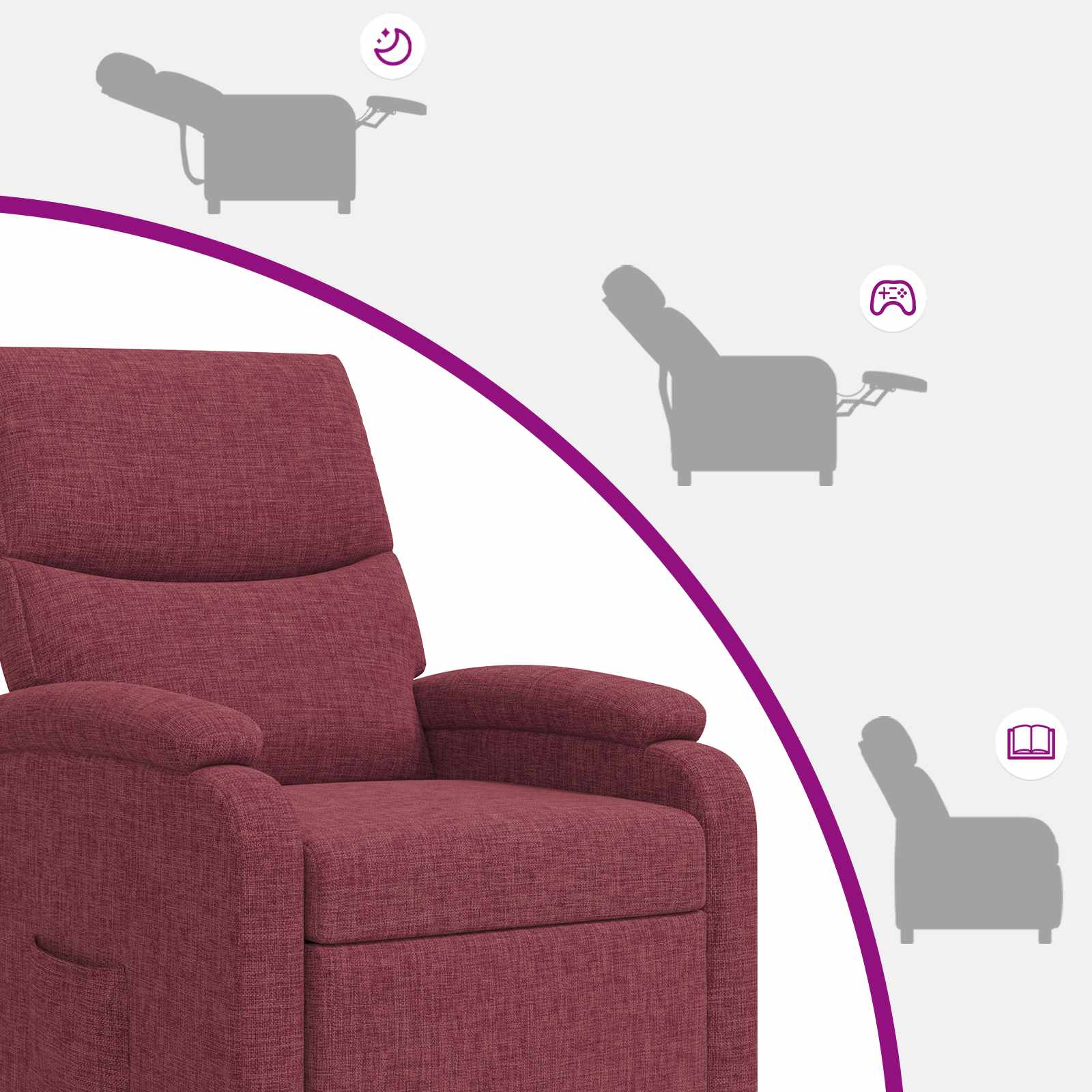 Relaxfauteuil Wijnrood Stof