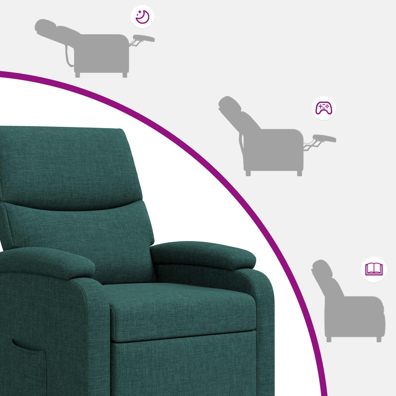 Relaxfauteuil Donkergroen Stof