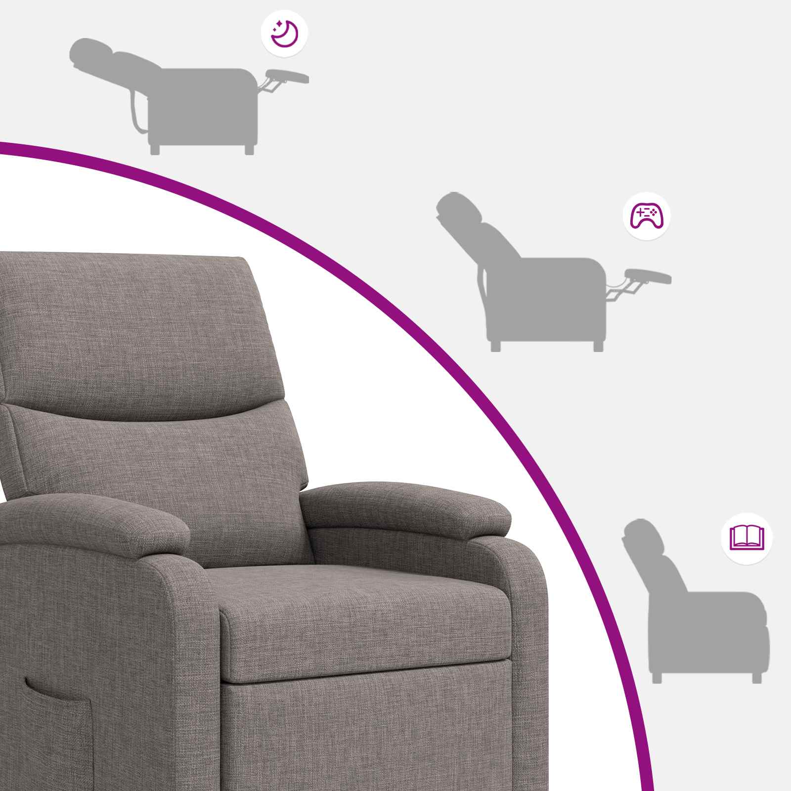 Relaxfauteuil Taupe Stof
