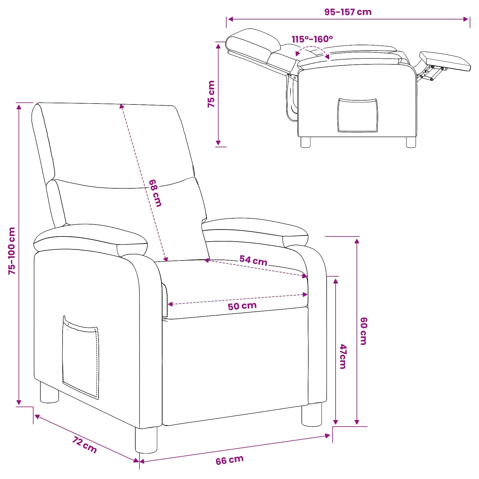 Relaxfauteuil Taupe Stof