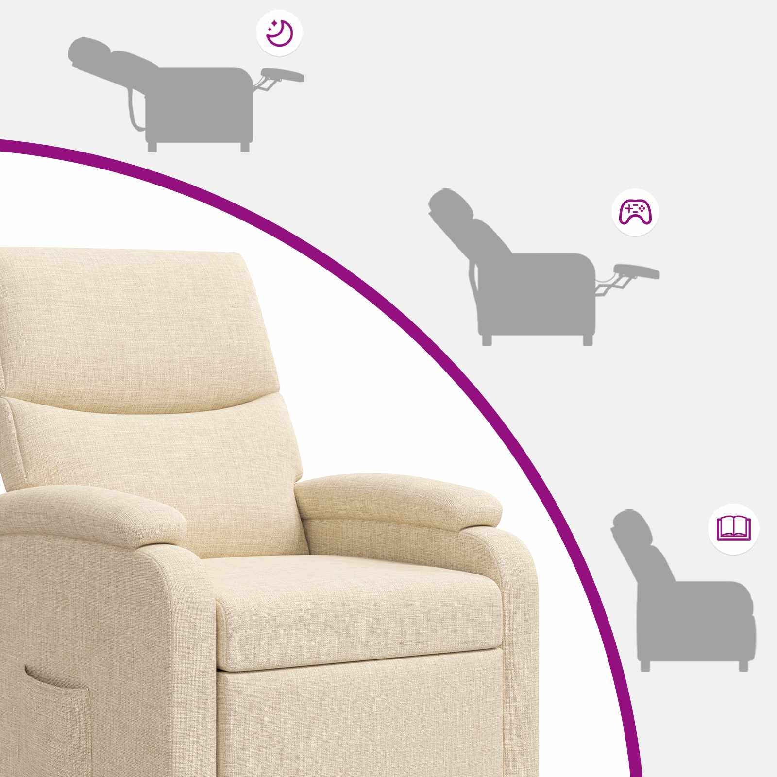 Relaxfauteuil Crèmekleurig Stof