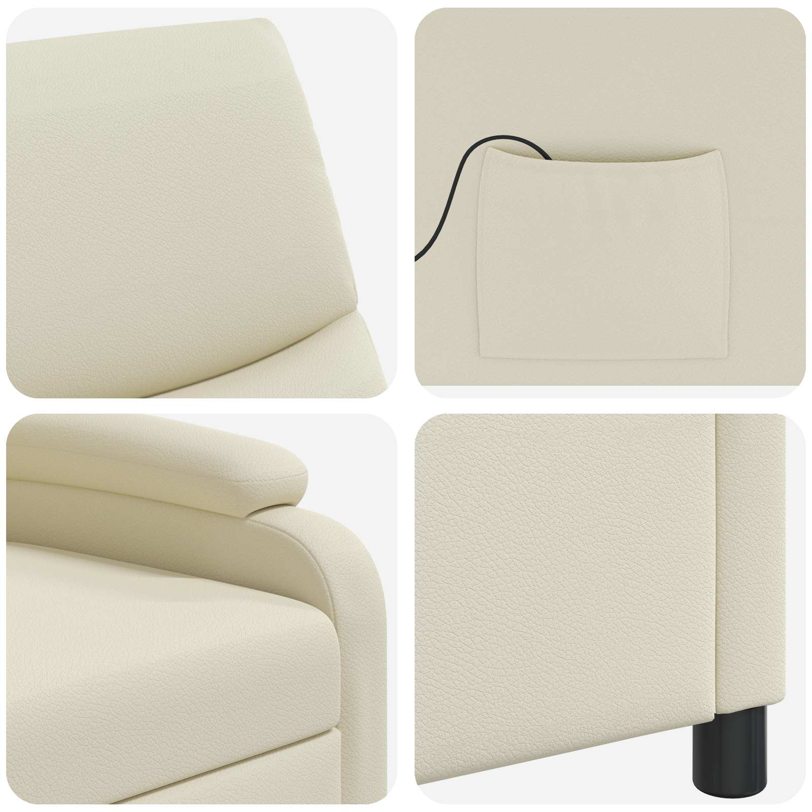Massage Recliner Crèmekleurig Kunstleer