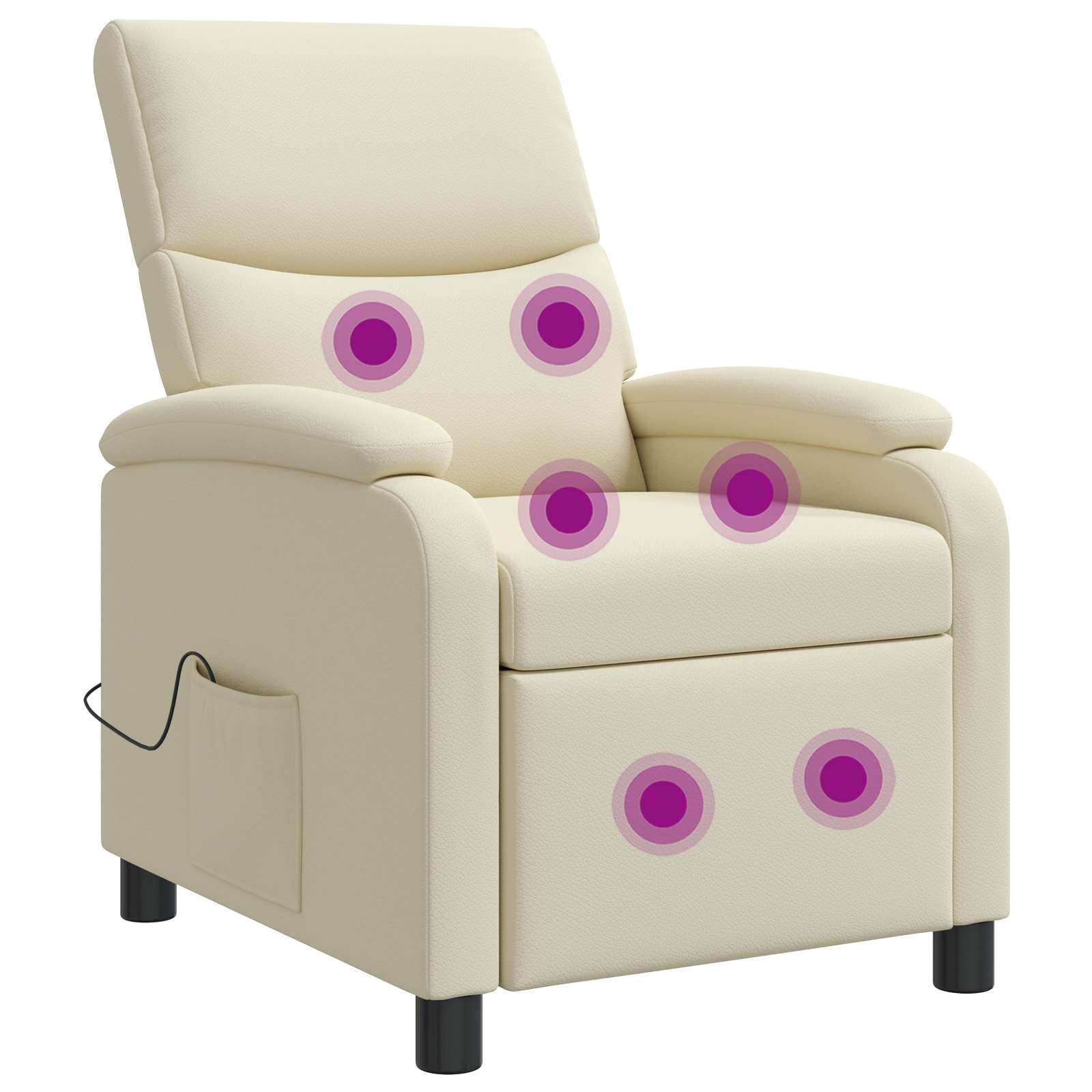 Massage Recliner Crèmekleurig Kunstleer