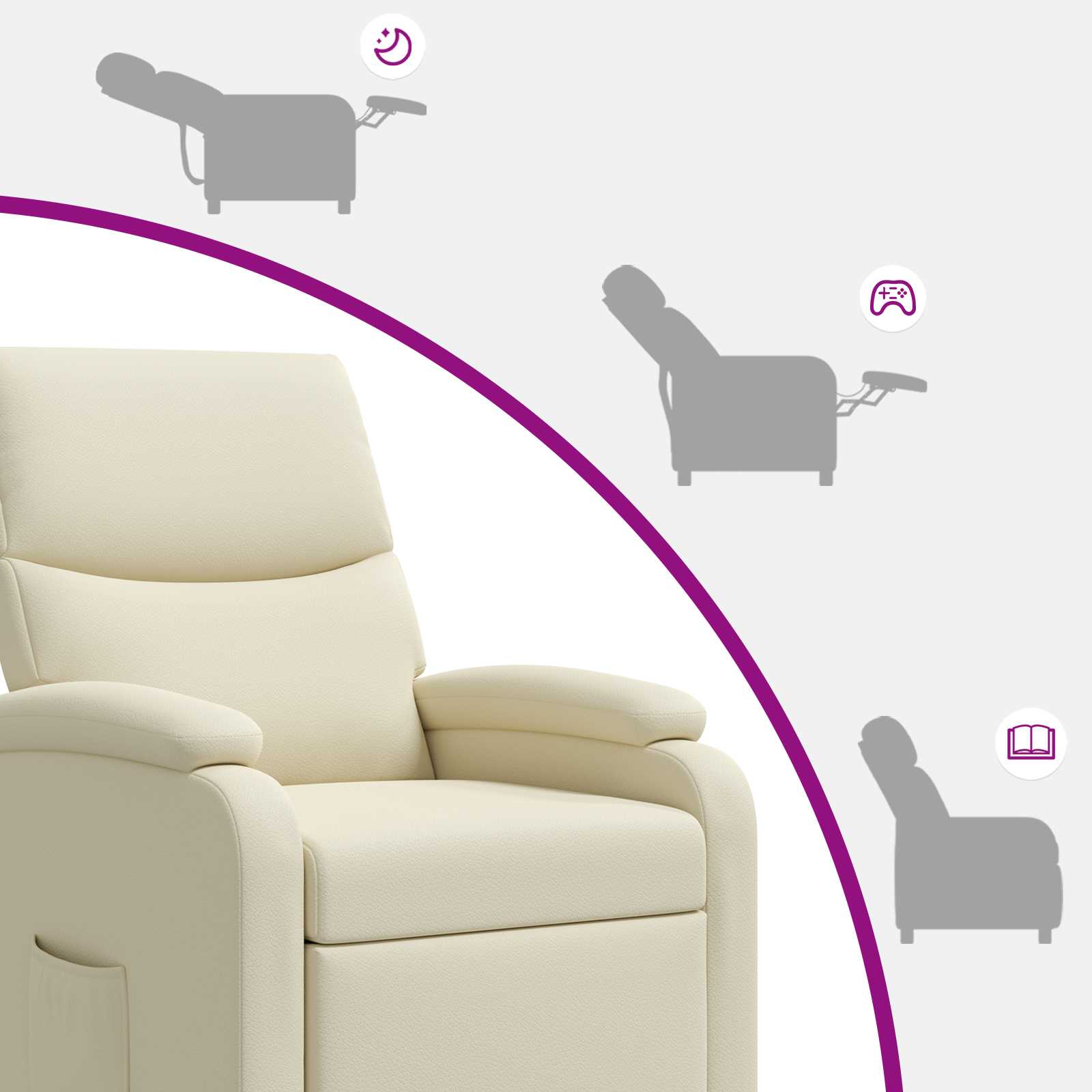 Massage Recliner Crèmekleurig Kunstleer