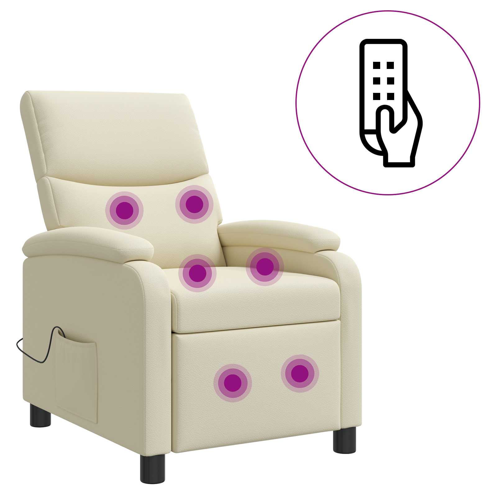Massage Recliner Crèmekleurig Kunstleer